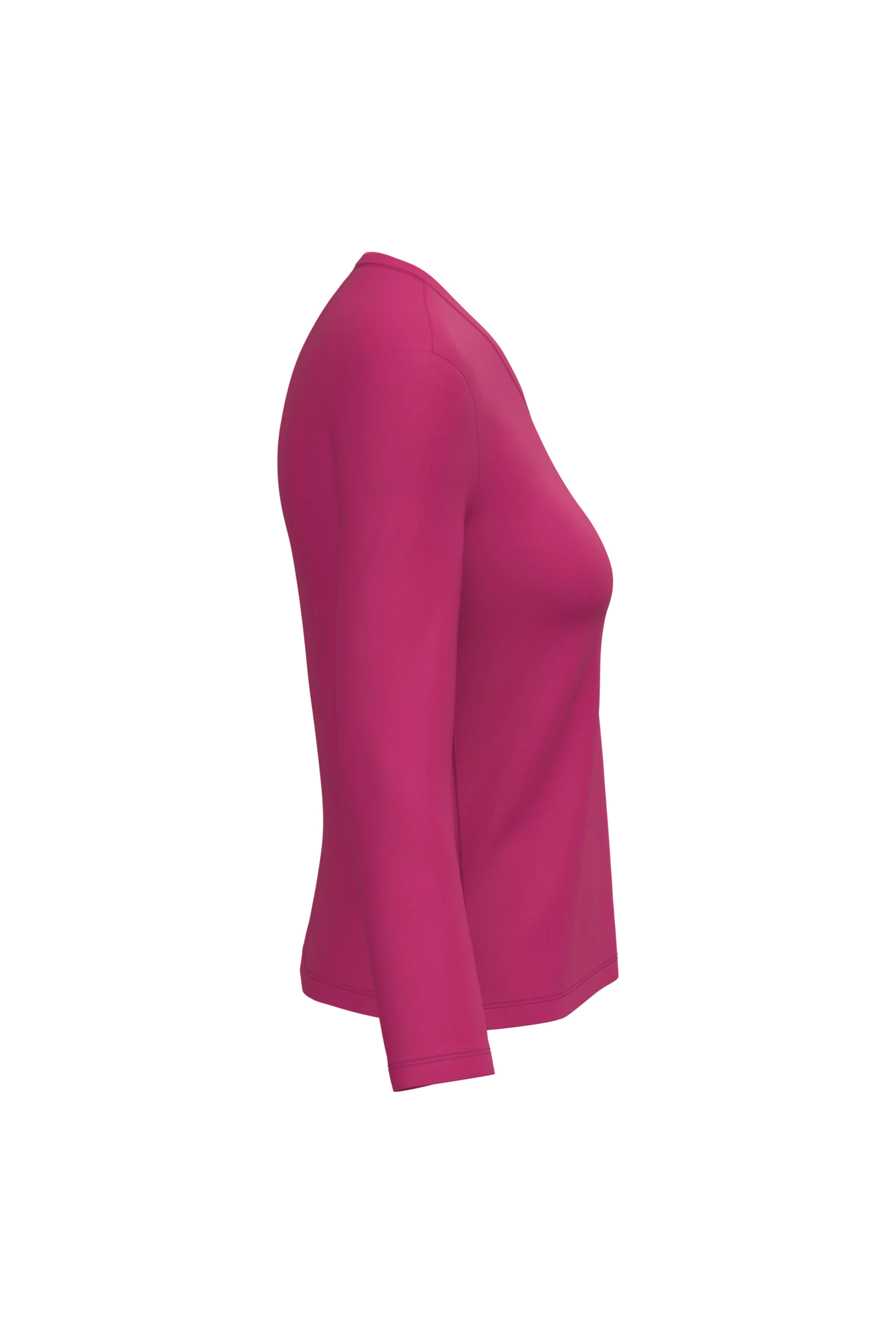 T-shirt col V manches longues fuchsia