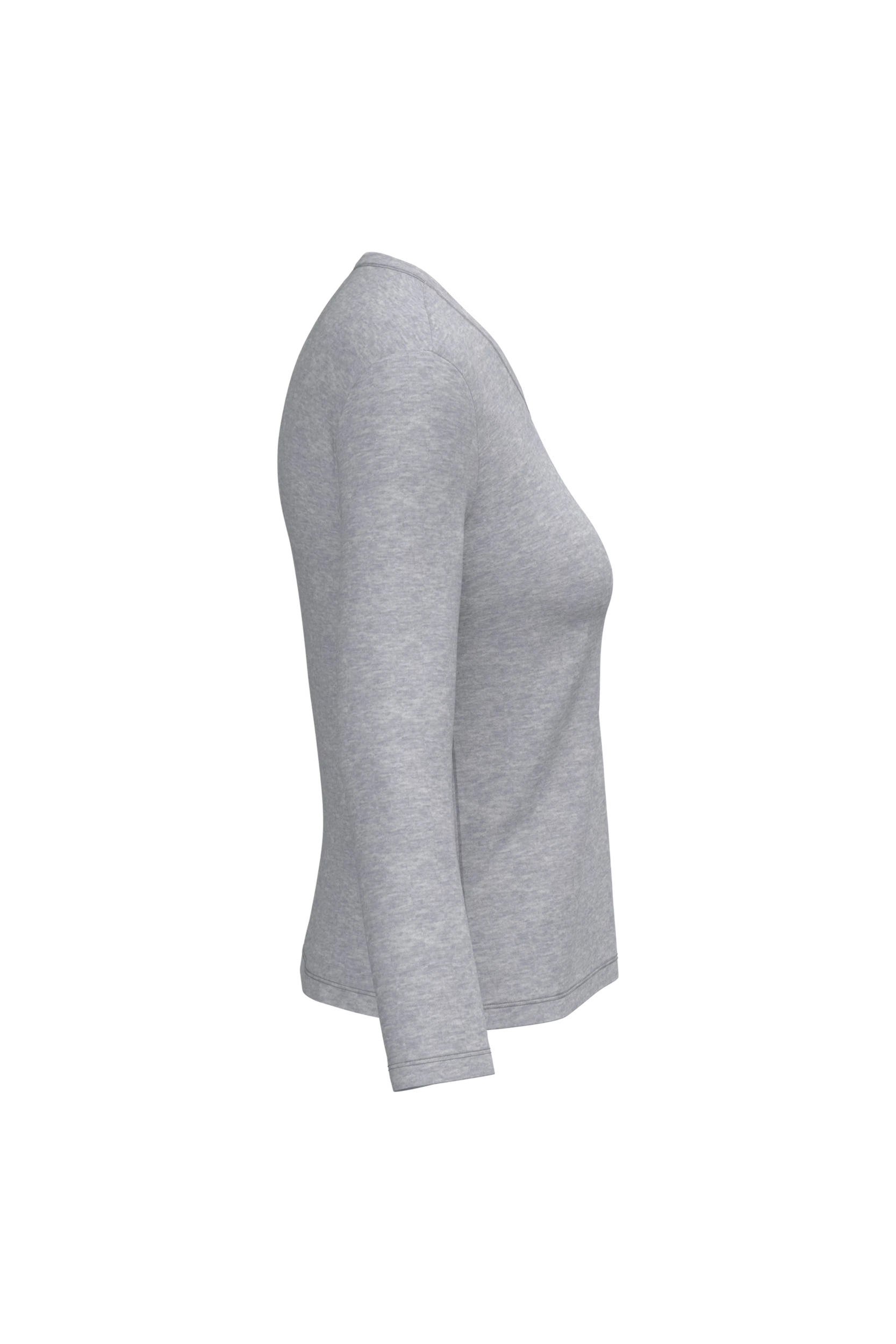 T-shirt col V manches longues gris