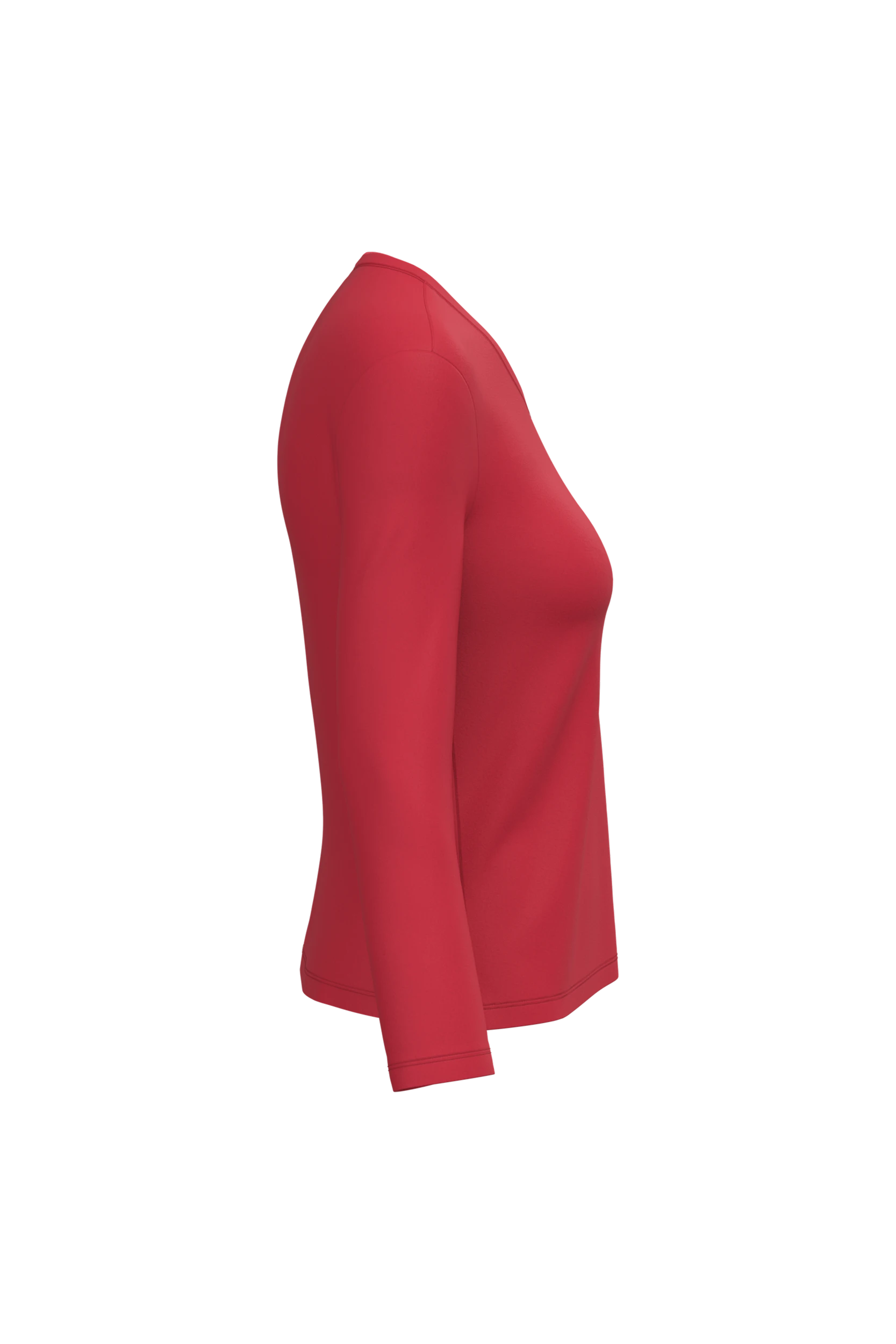 T-shirt col V manches longues rouge