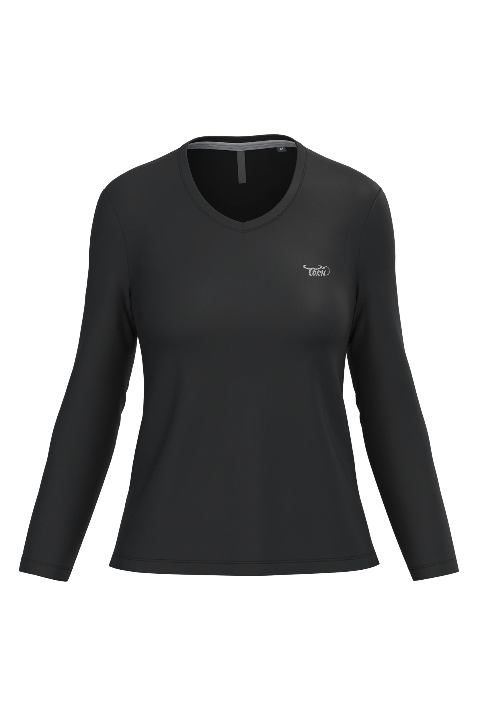 T-shirt col V manches longues noir