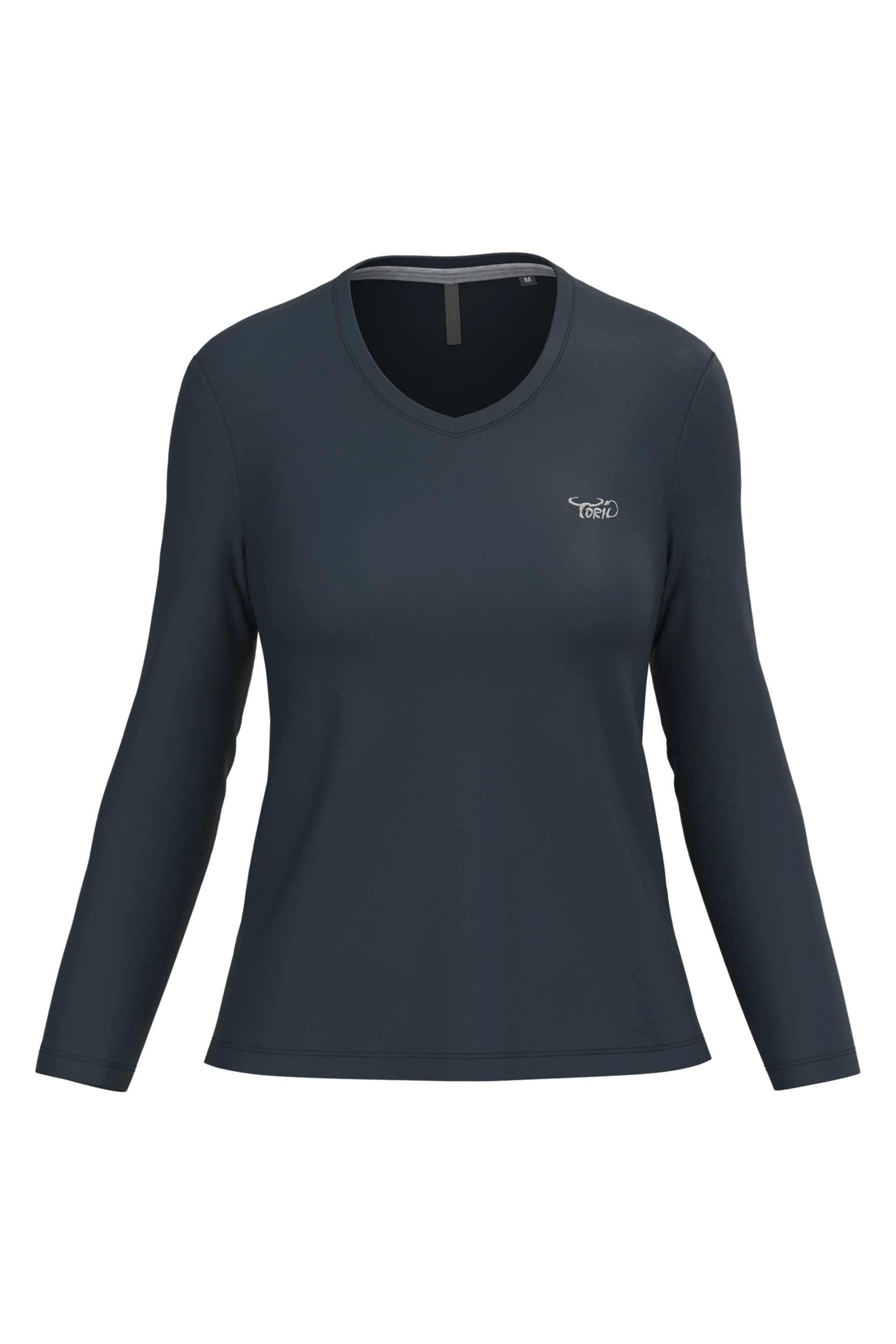 T-shirt col V manches longues marine