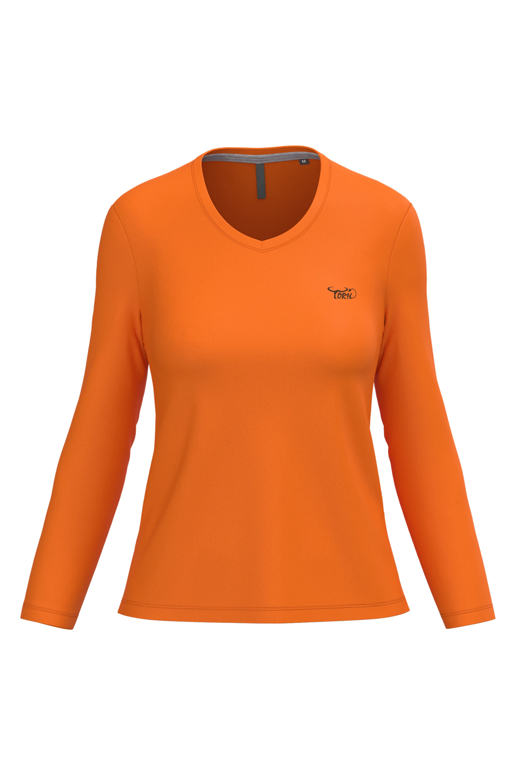 T-shirt col V manches longues orange