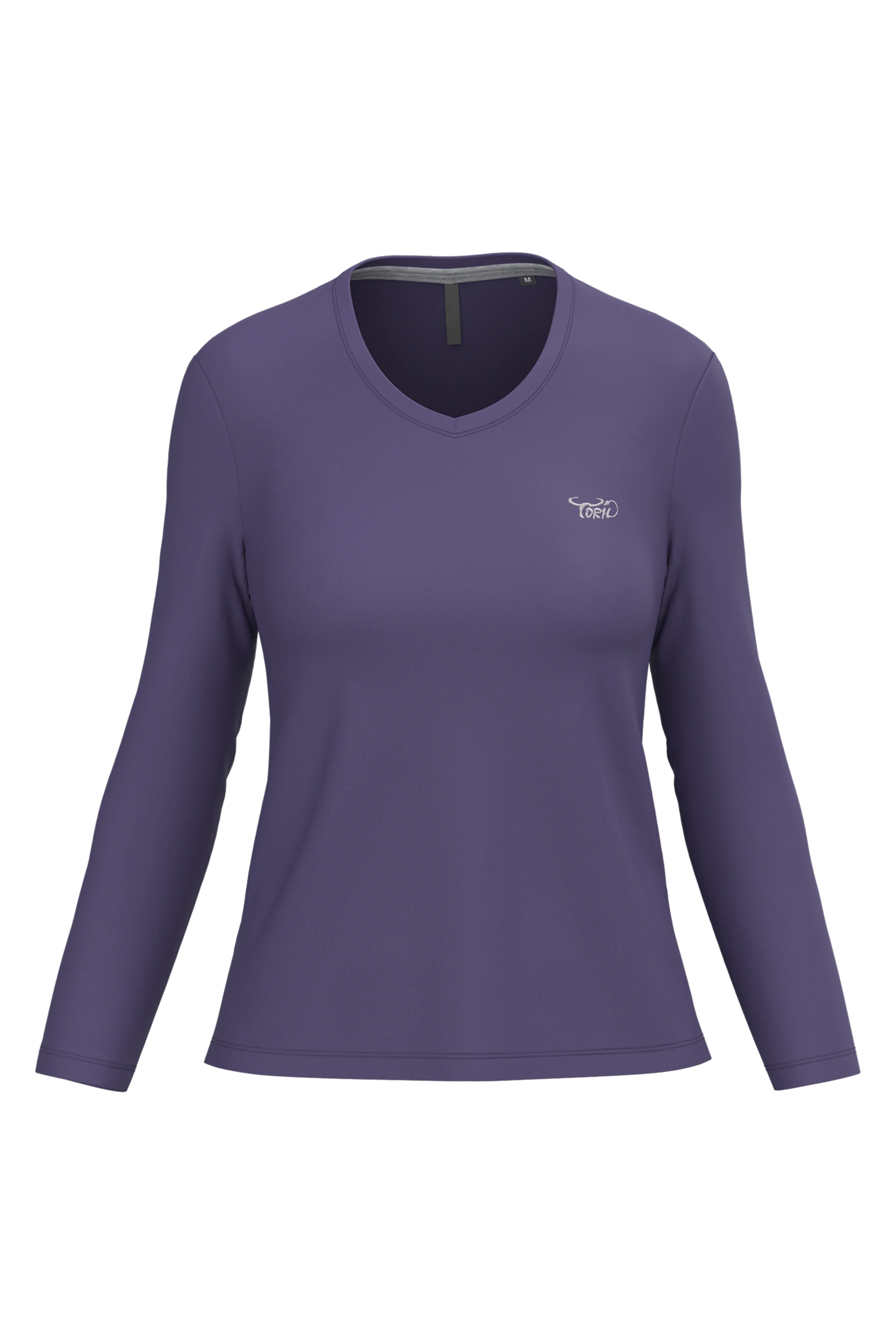 T-shirt col V manches longues violet