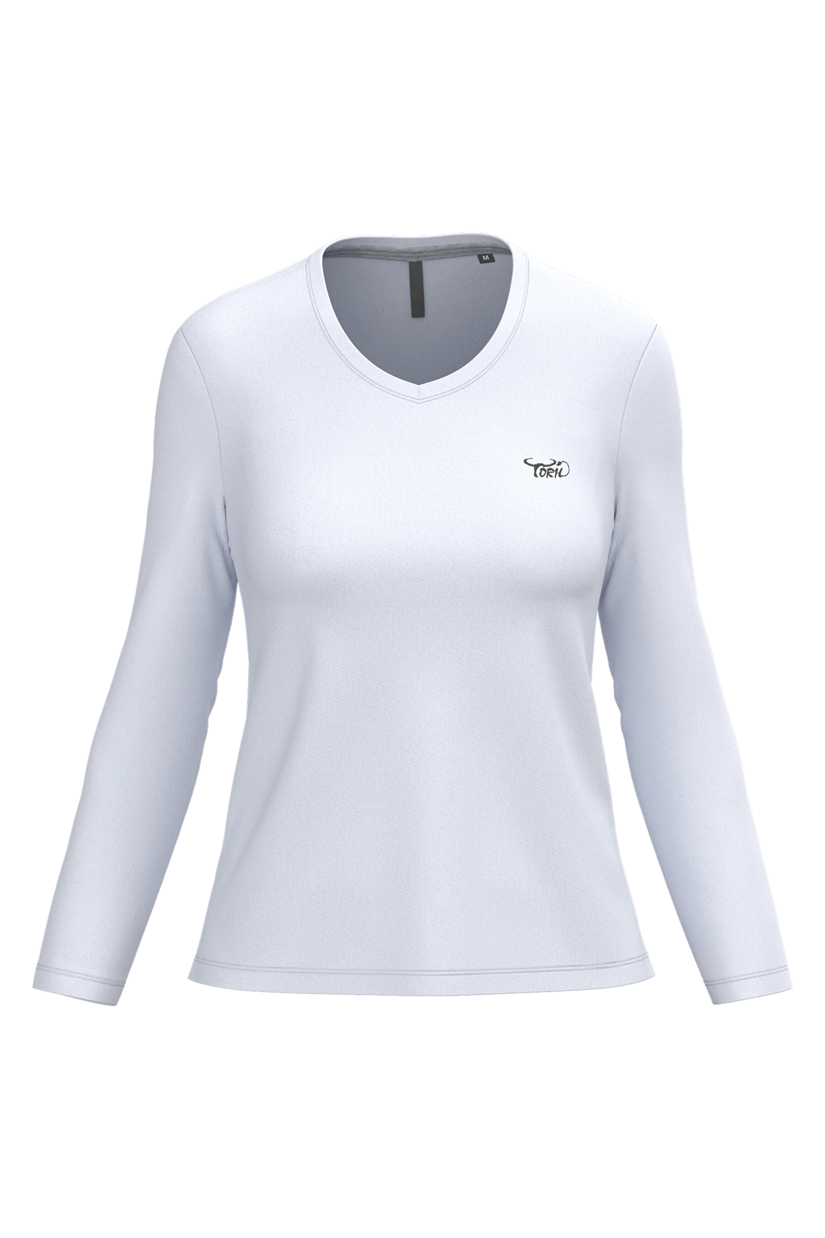 T-shirt col V manches longues blanc