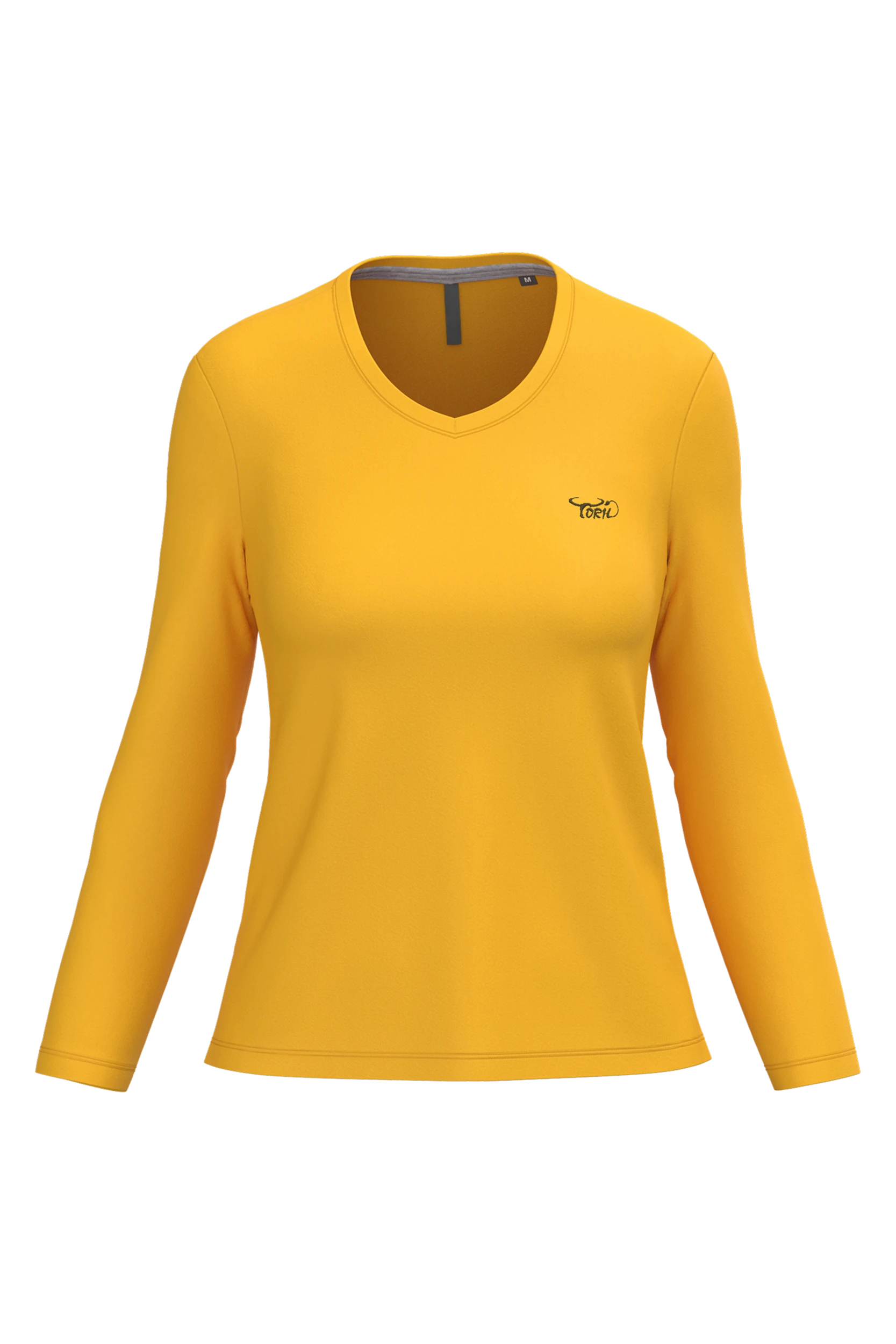 T-shirt col V manches longues jaune