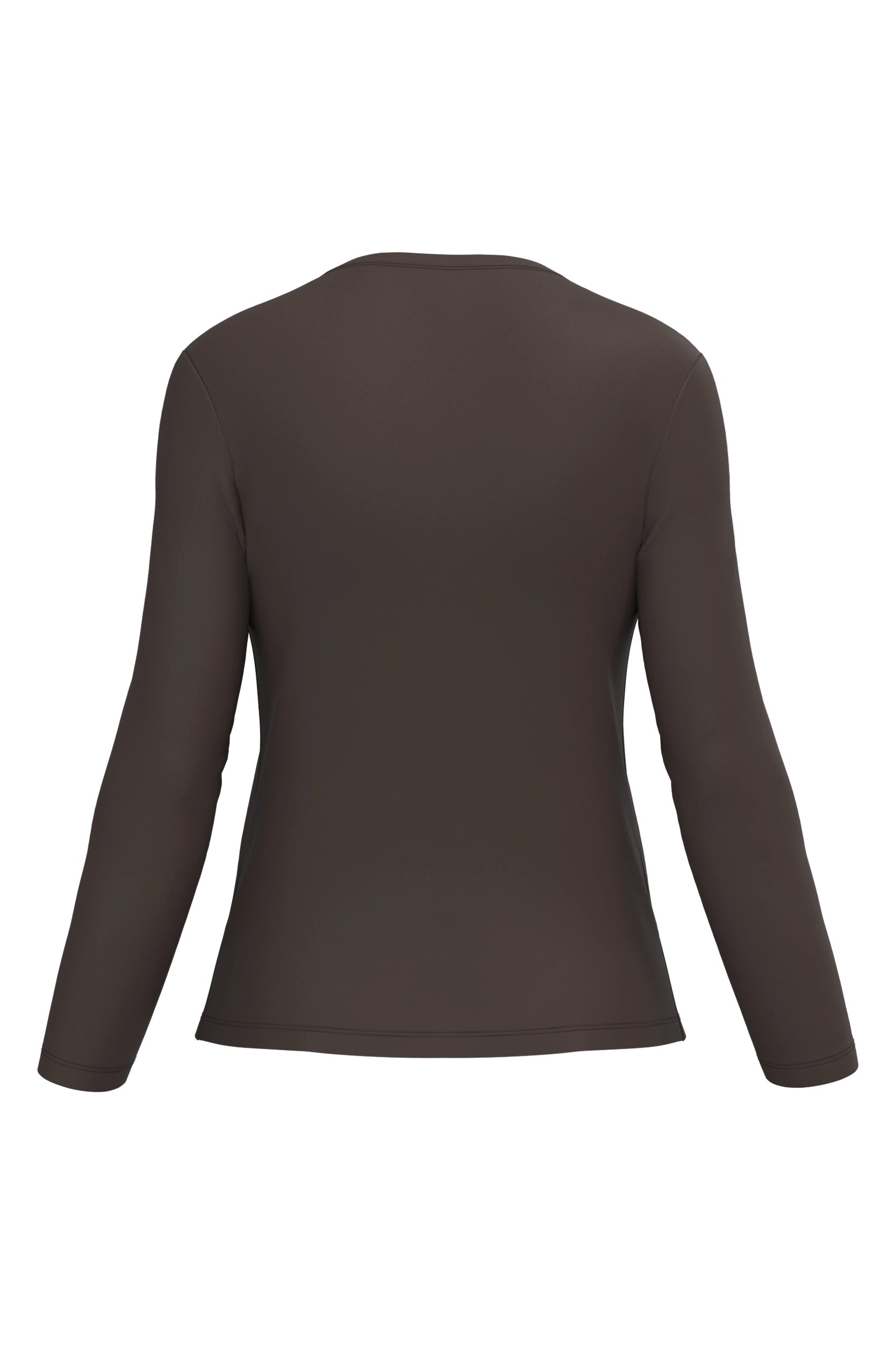 T-shirt col rond manches longues chocolat