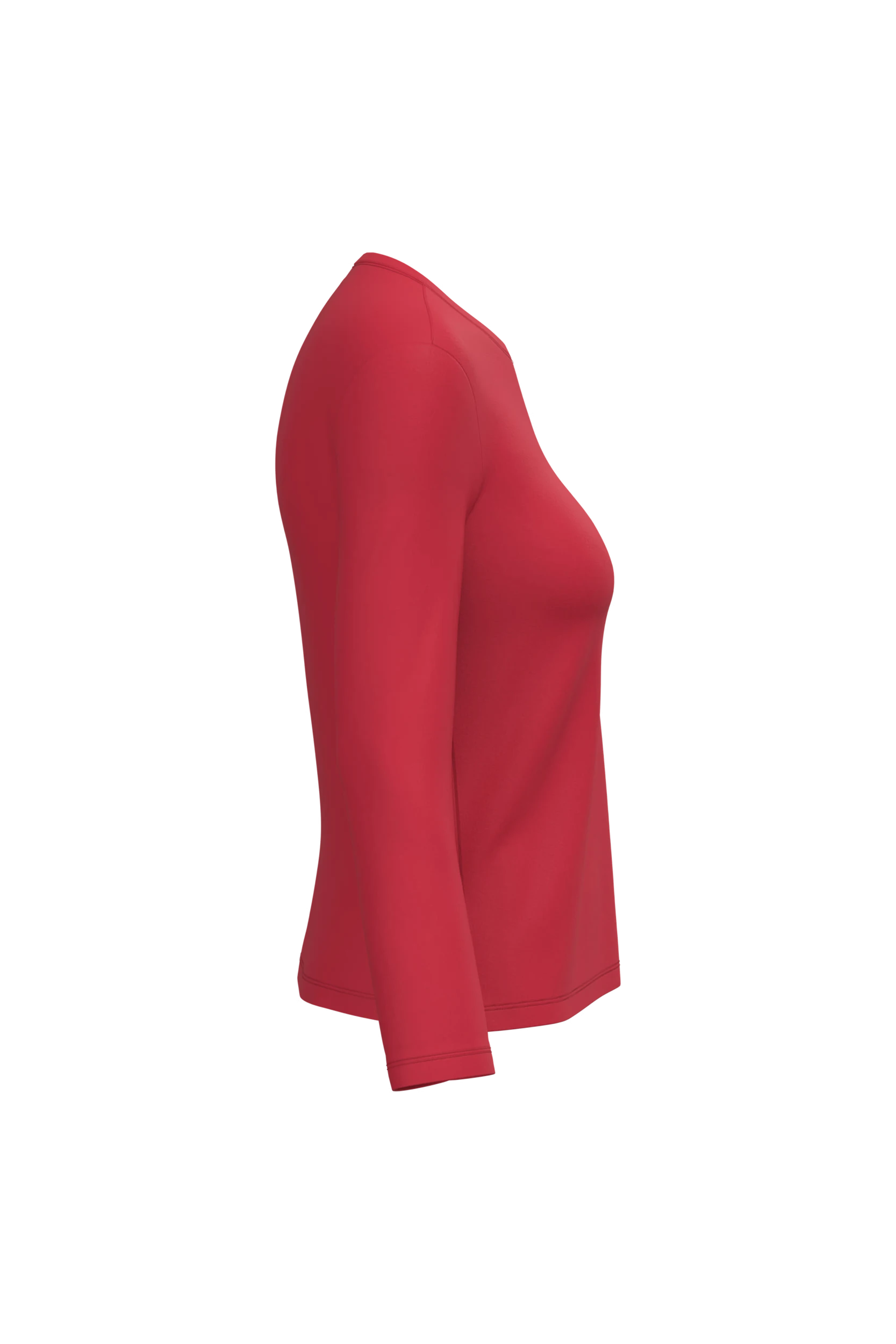 T-shirt col rond manches longues rouge