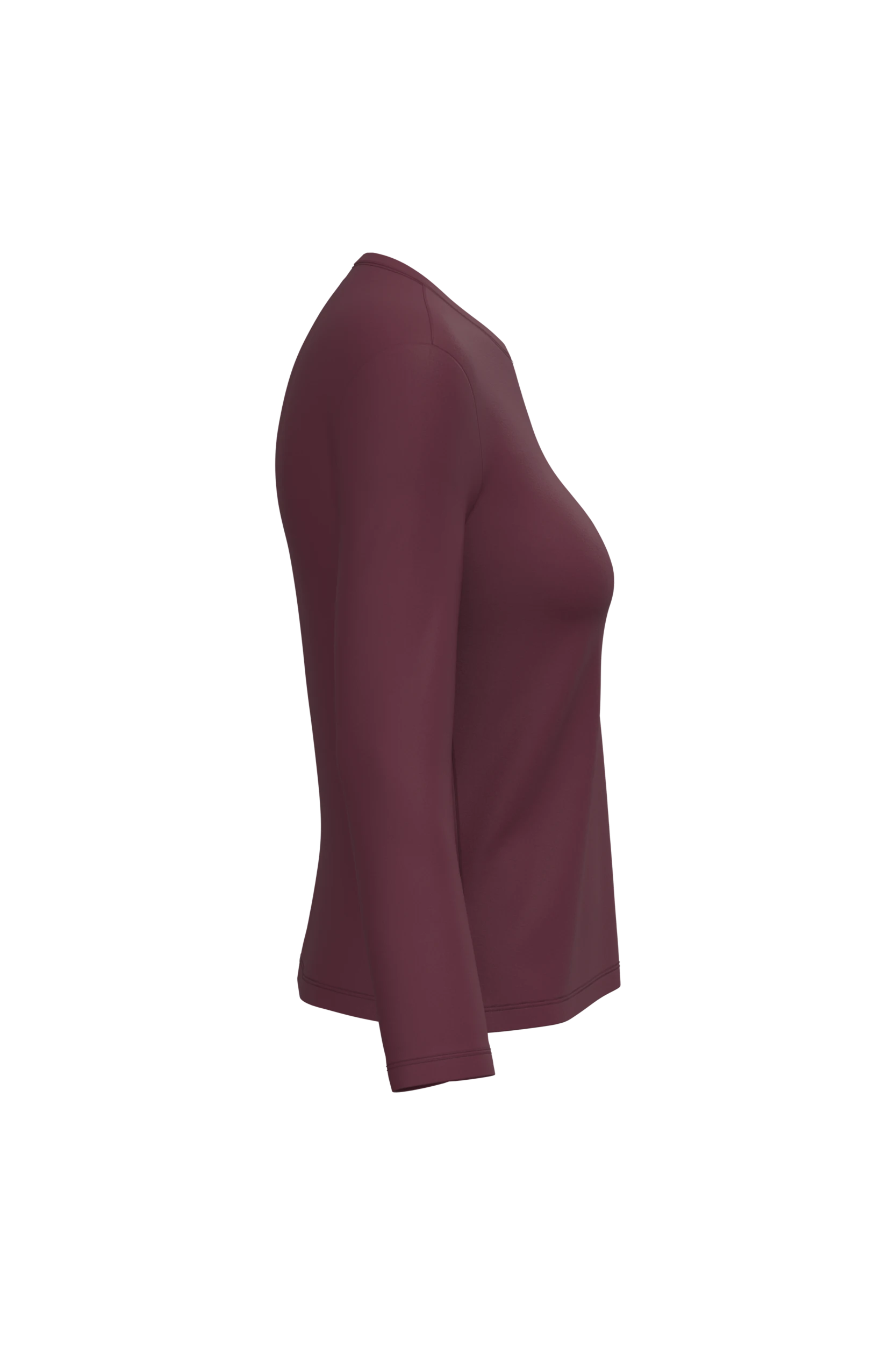 T-shirt col rond manches longues bordeaux