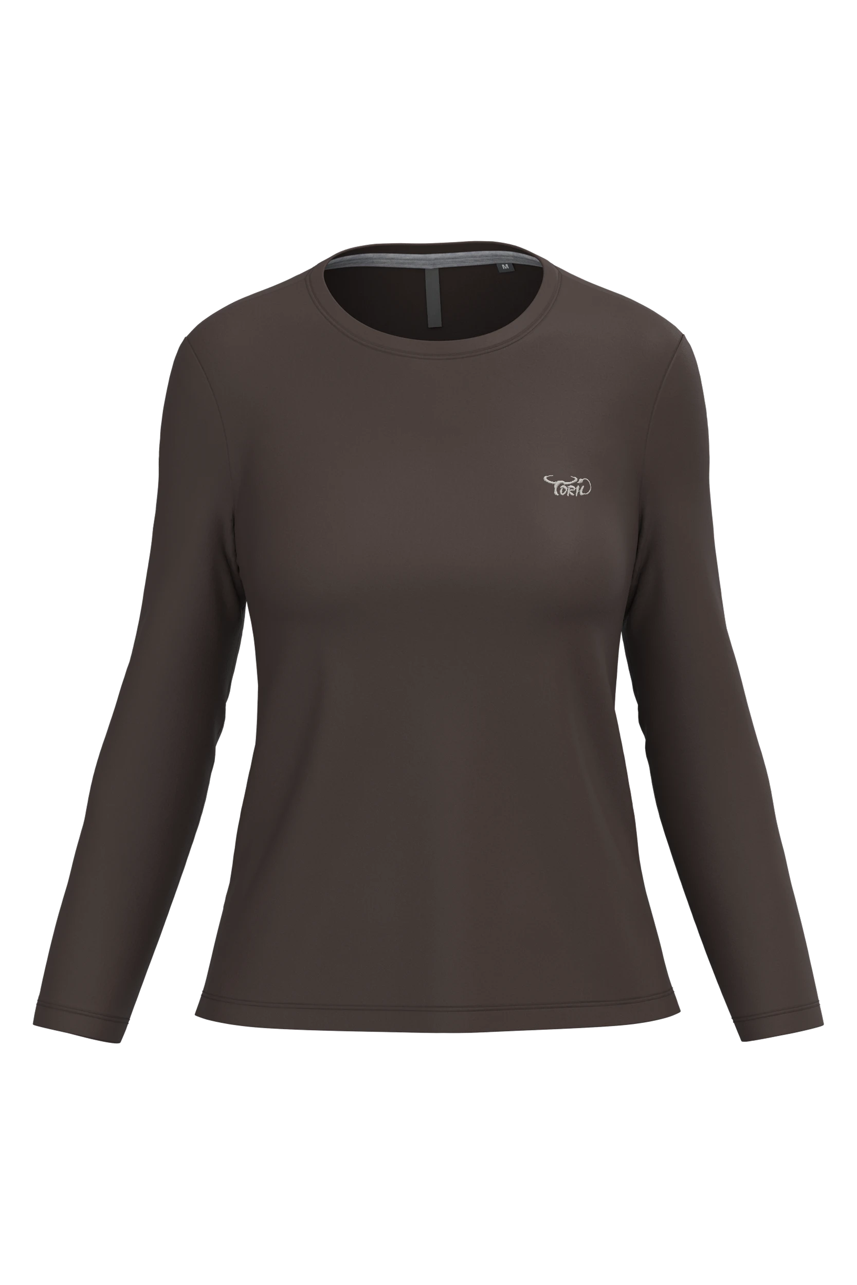 T-shirt col rond manches longues chocolat