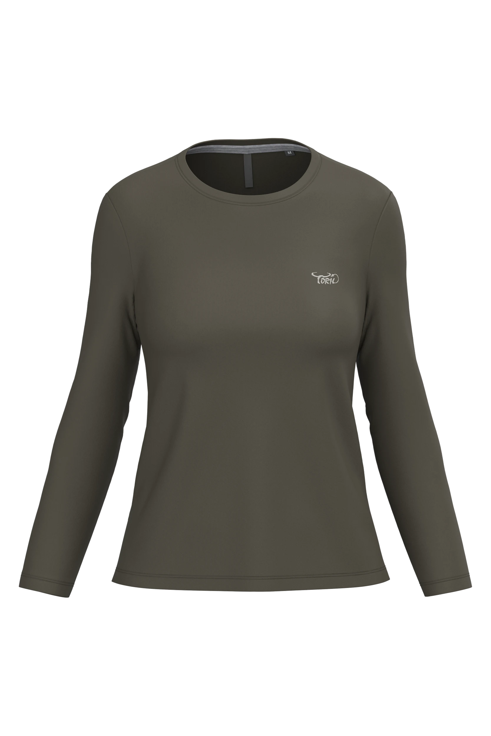 T-shirt col rond manches longues kaki