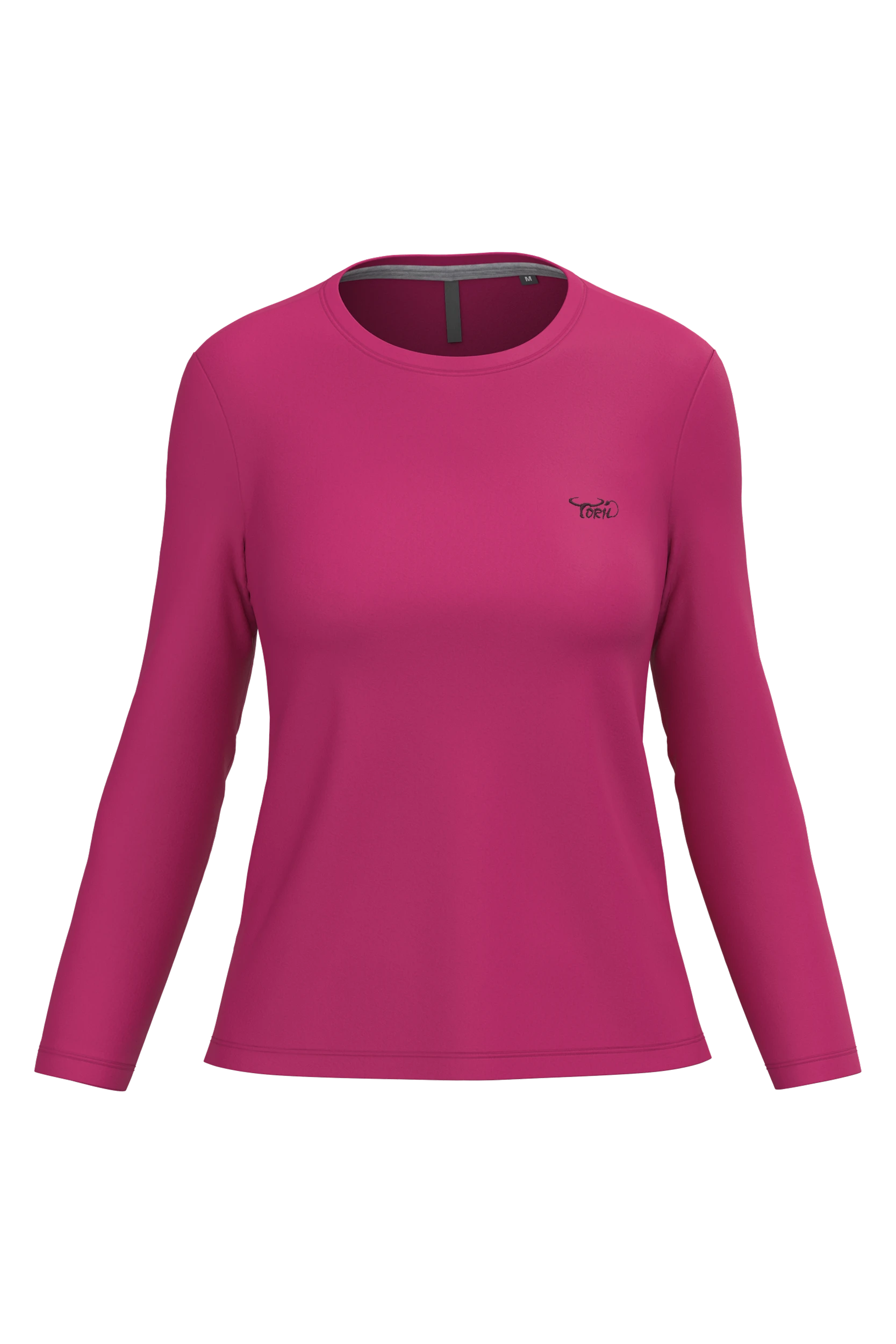 T-shirt col rond manches longues fuchsia