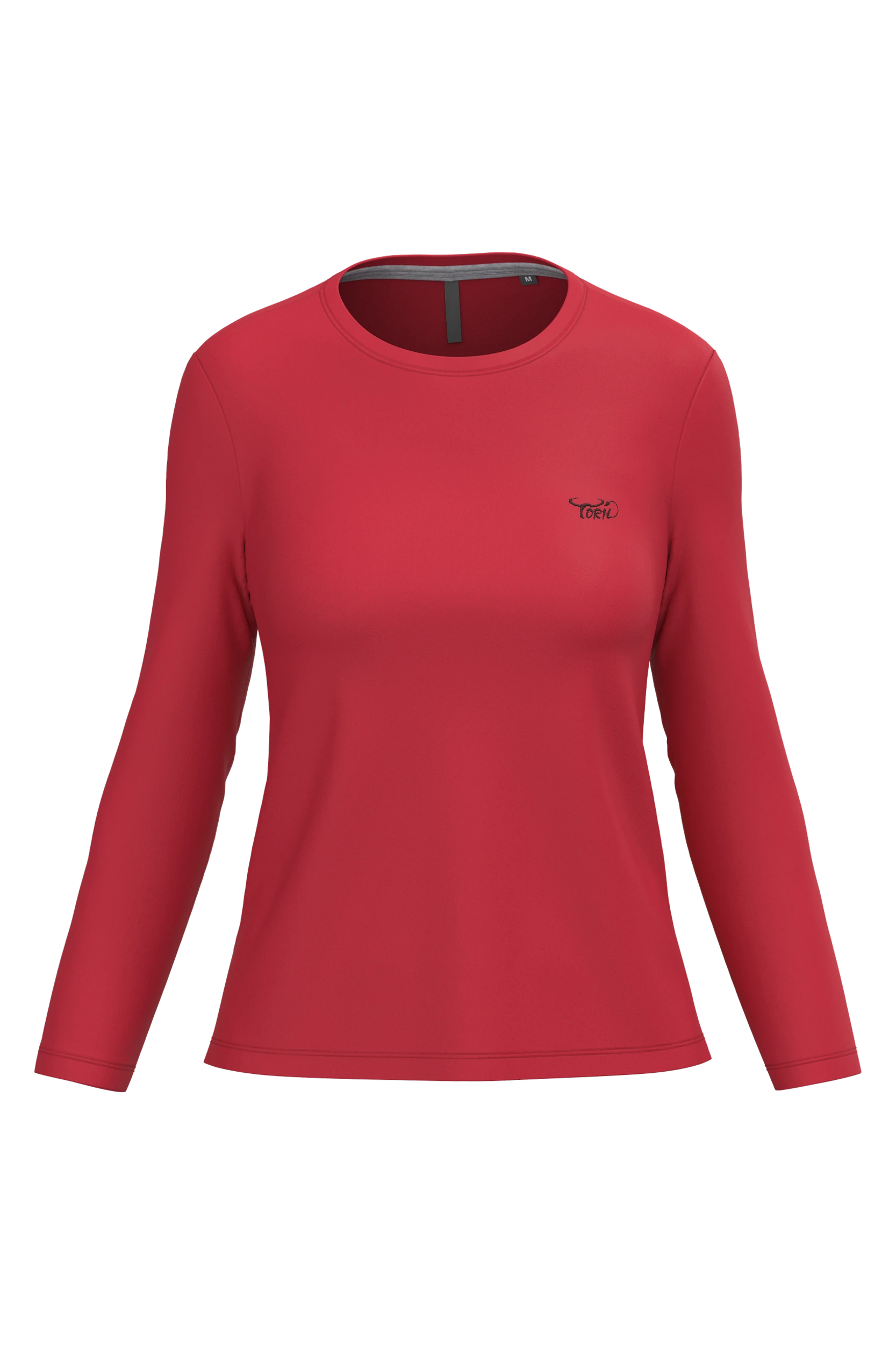 T-shirt col rond manches longues rouge