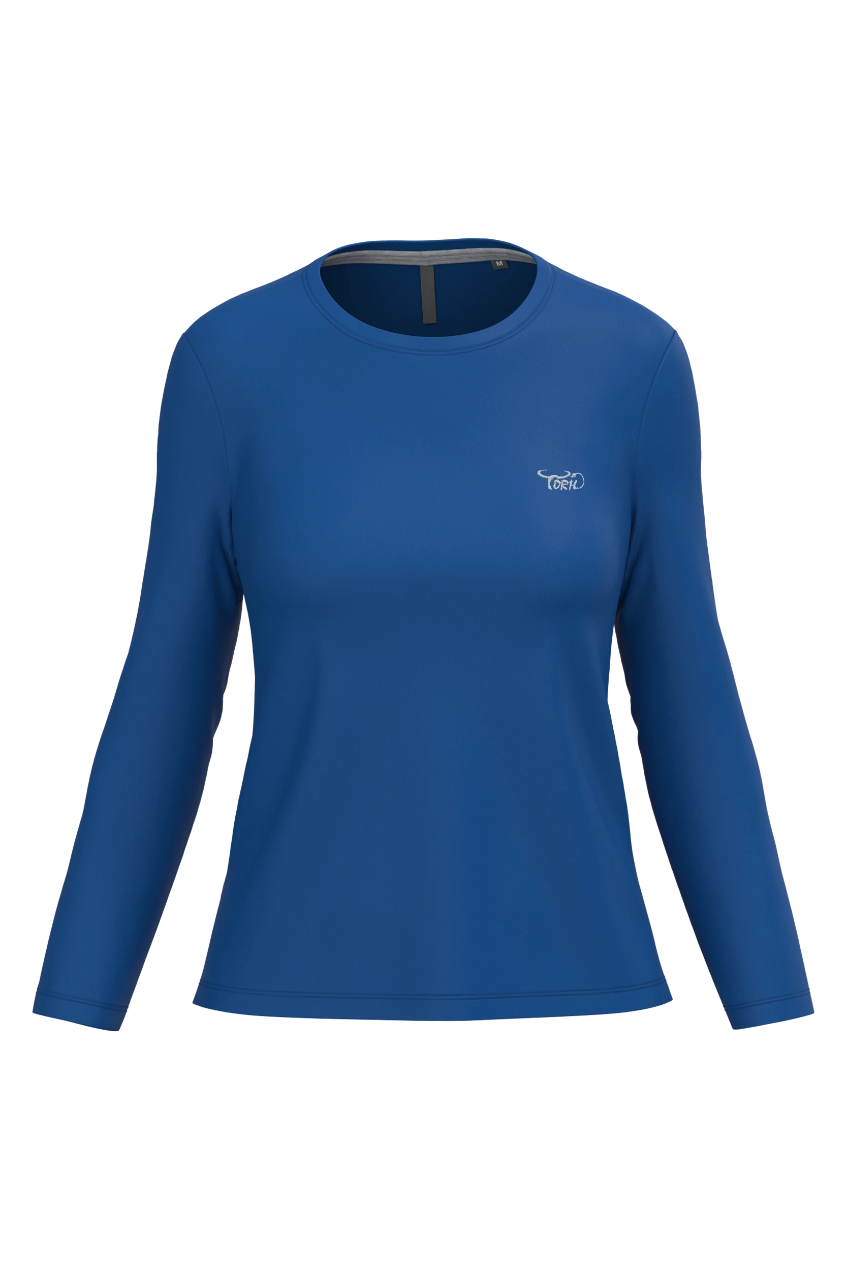T-shirt col rond manches longues bleu