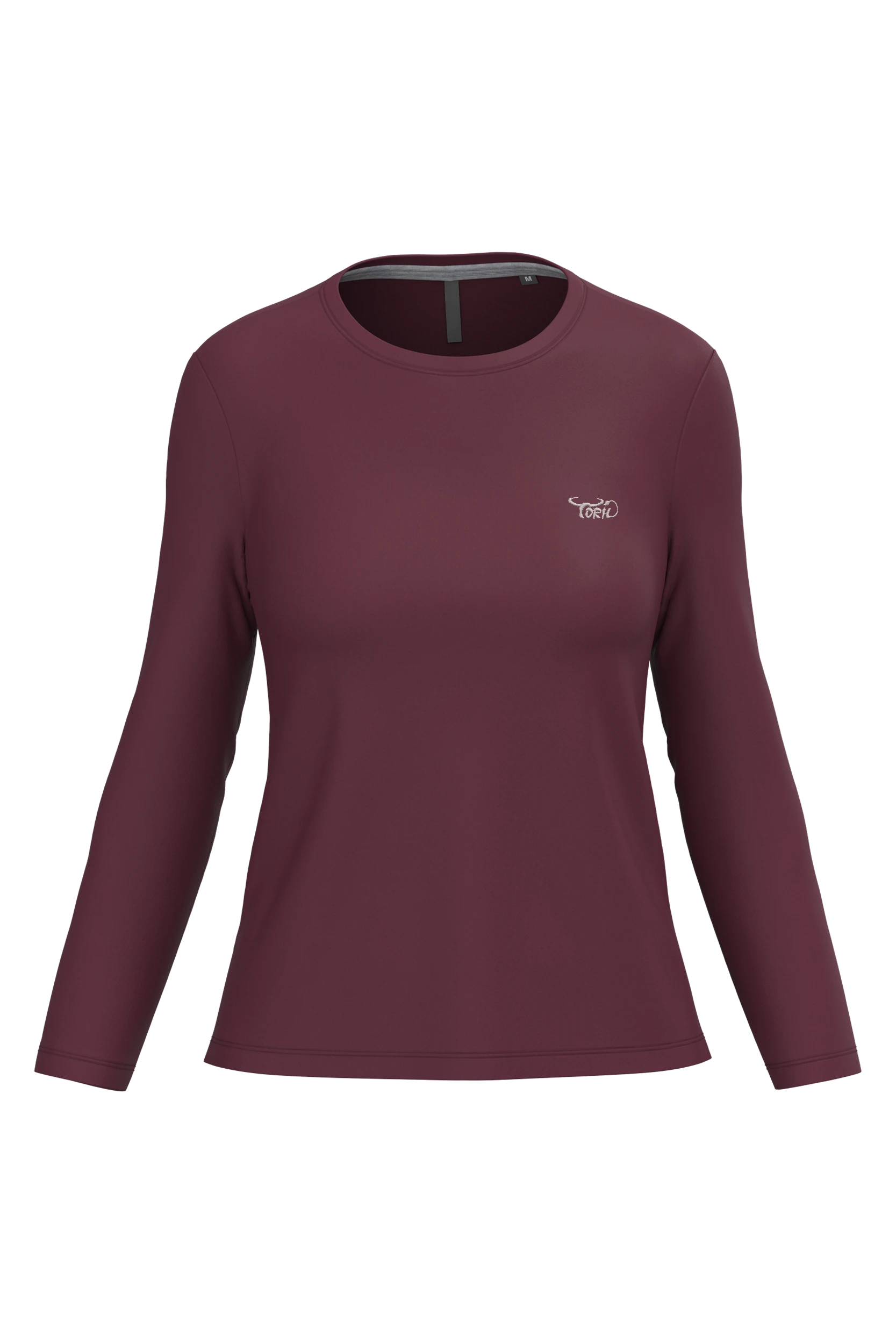 T-shirt col rond manches longues bordeaux