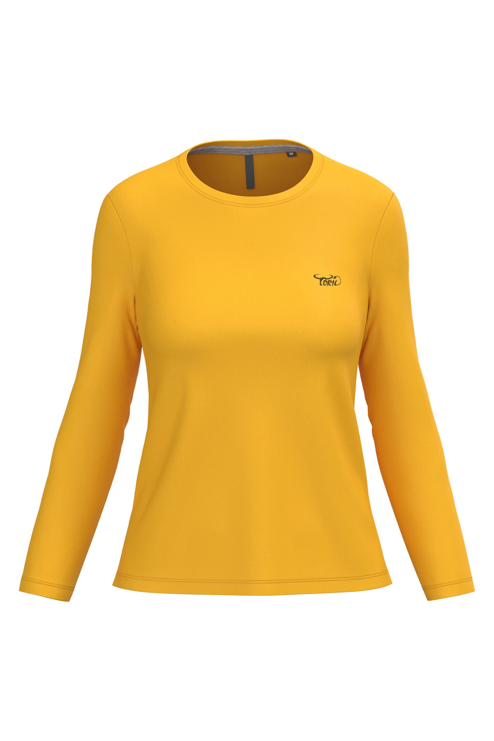 T-shirt col rond manches longues jaune