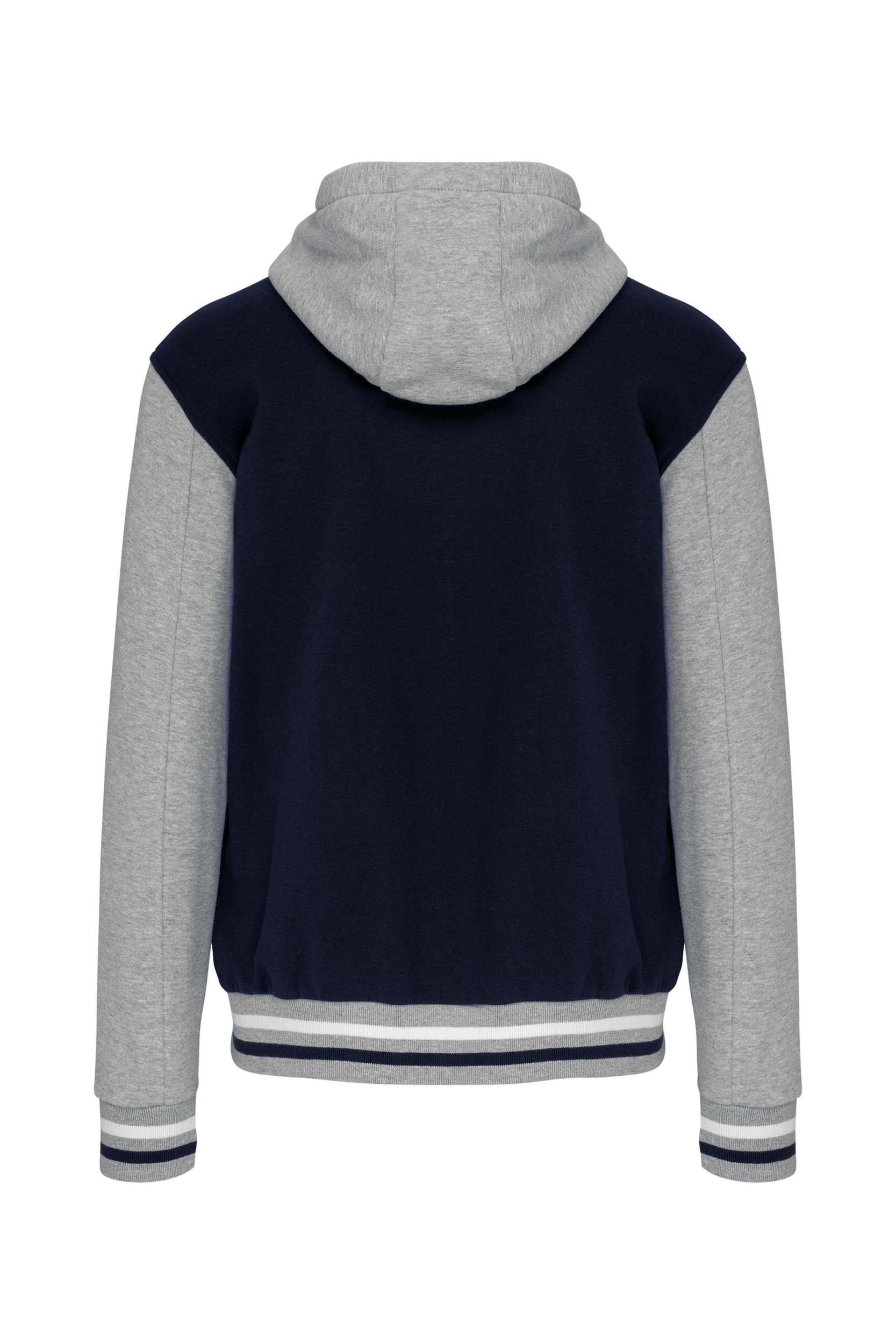 Blouson Teddy à capuche unisexe marine et gris