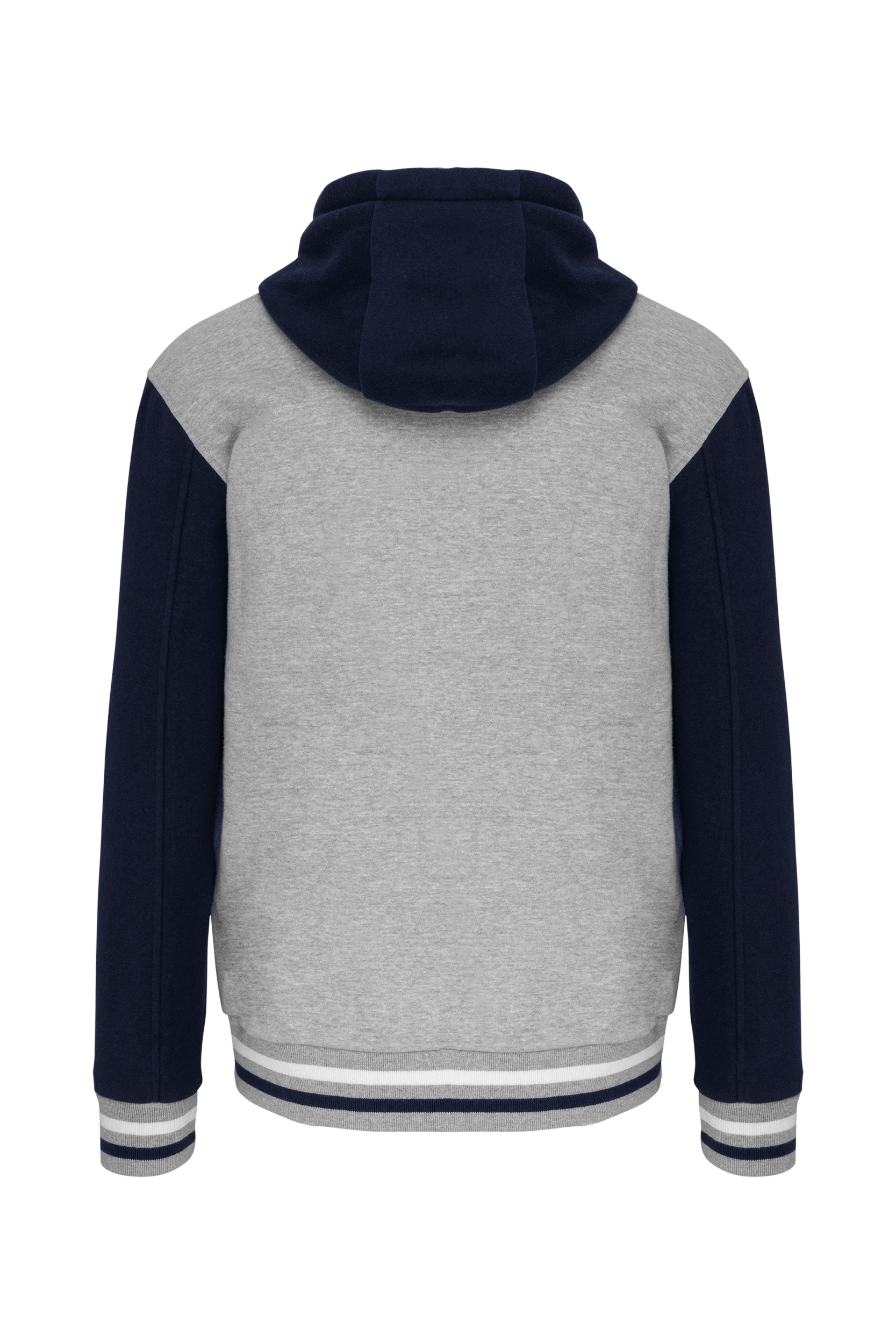 Blouson Teddy à capuche unisexe gris et marine
