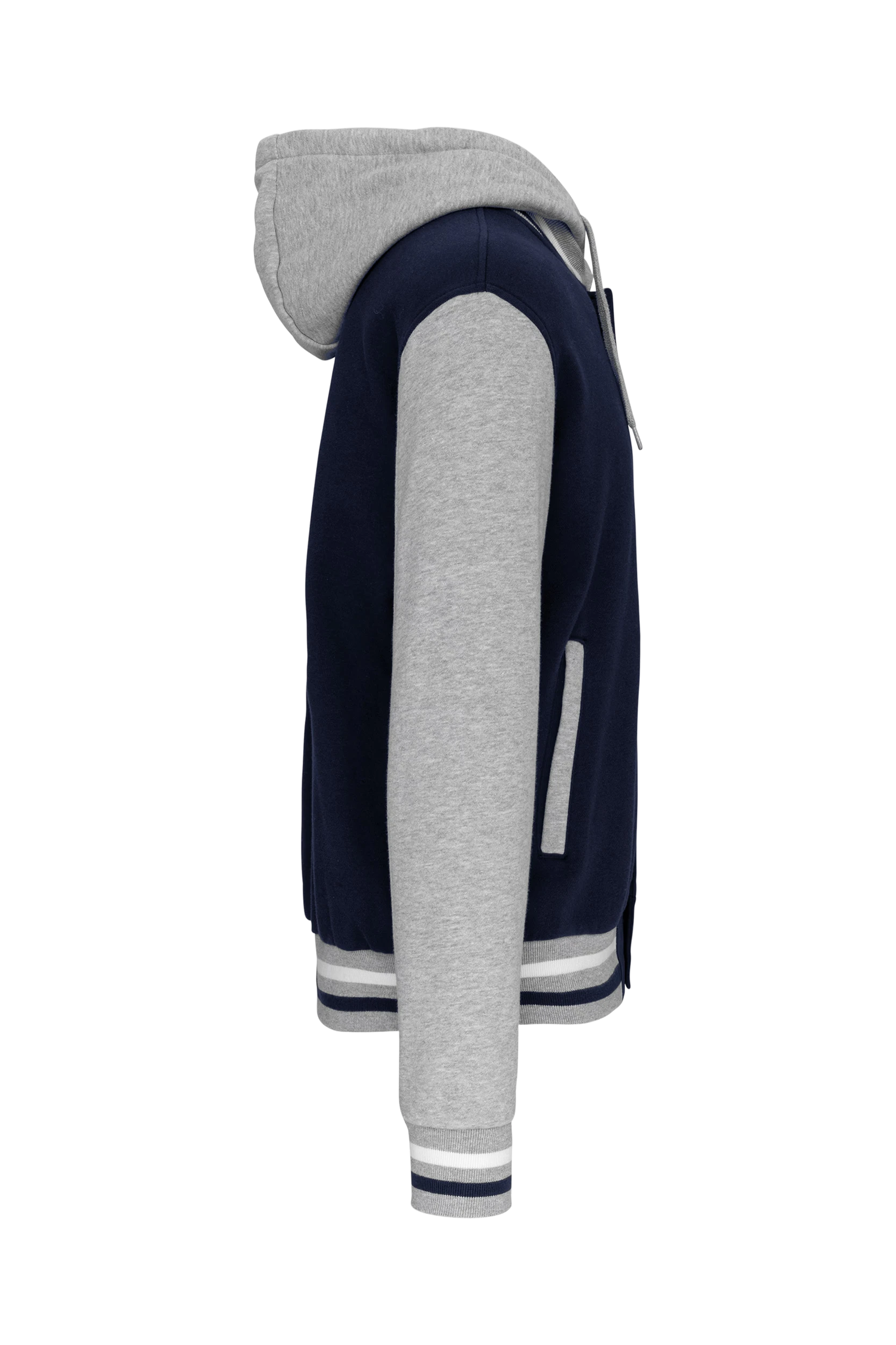 Blouson Teddy à capuche unisexe marine et gris