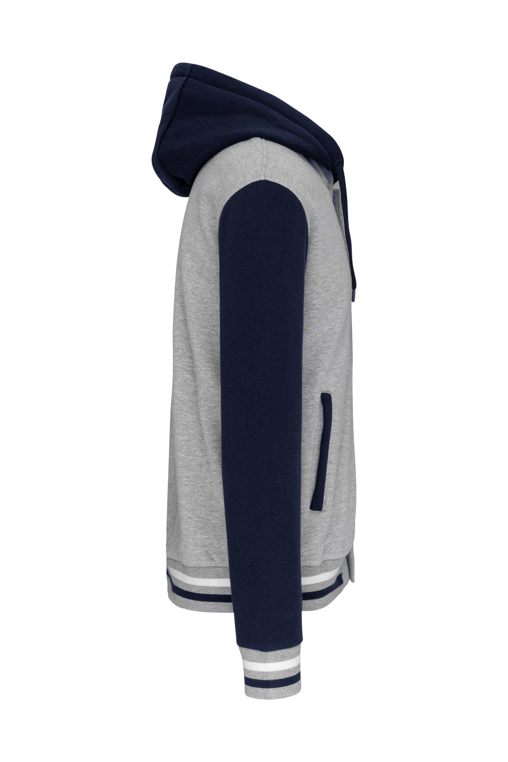 Blouson Teddy à capuche unisexe gris et marine