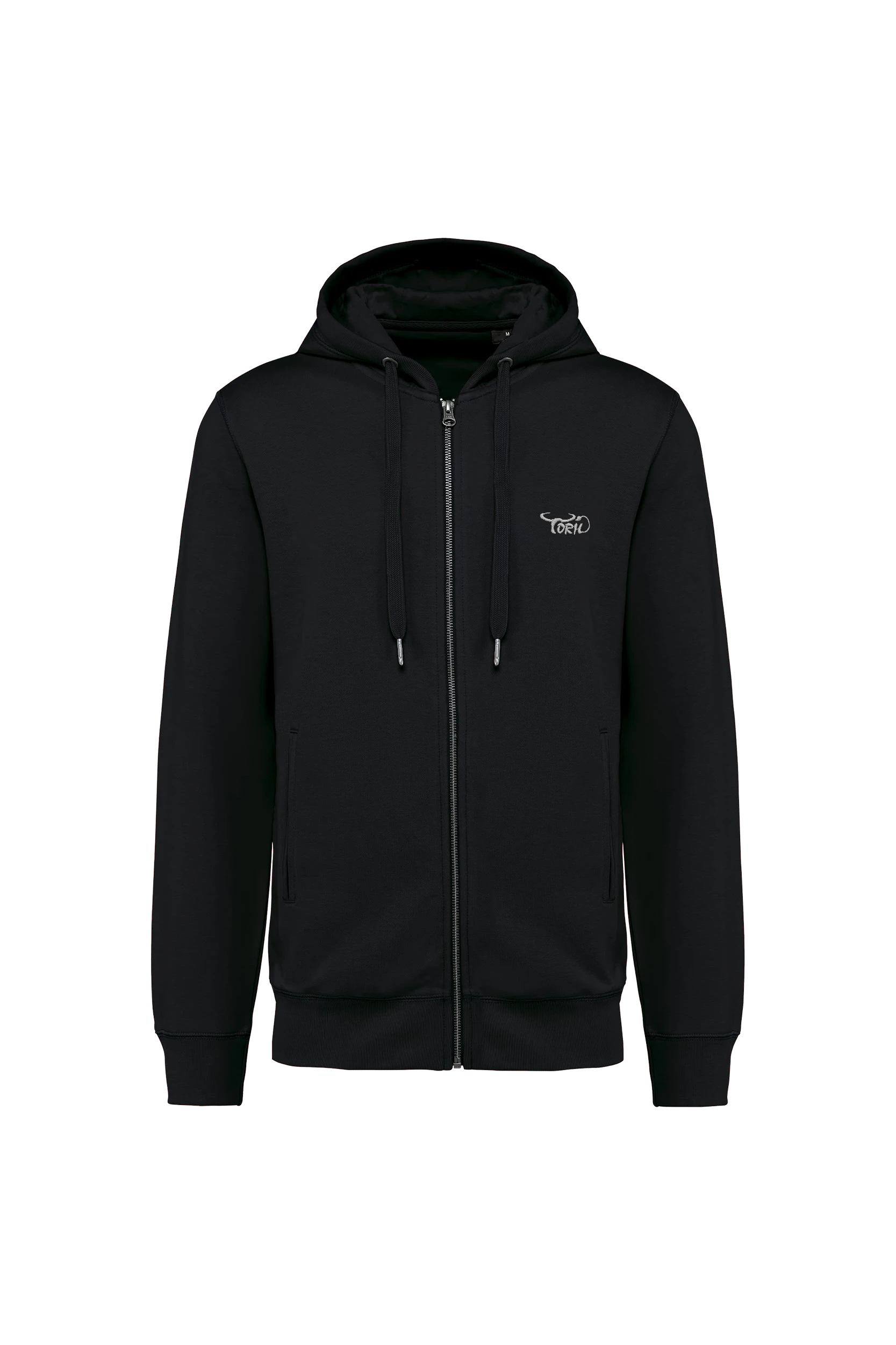 Sweat-shirt french terry zippé à capuche unisexe noir