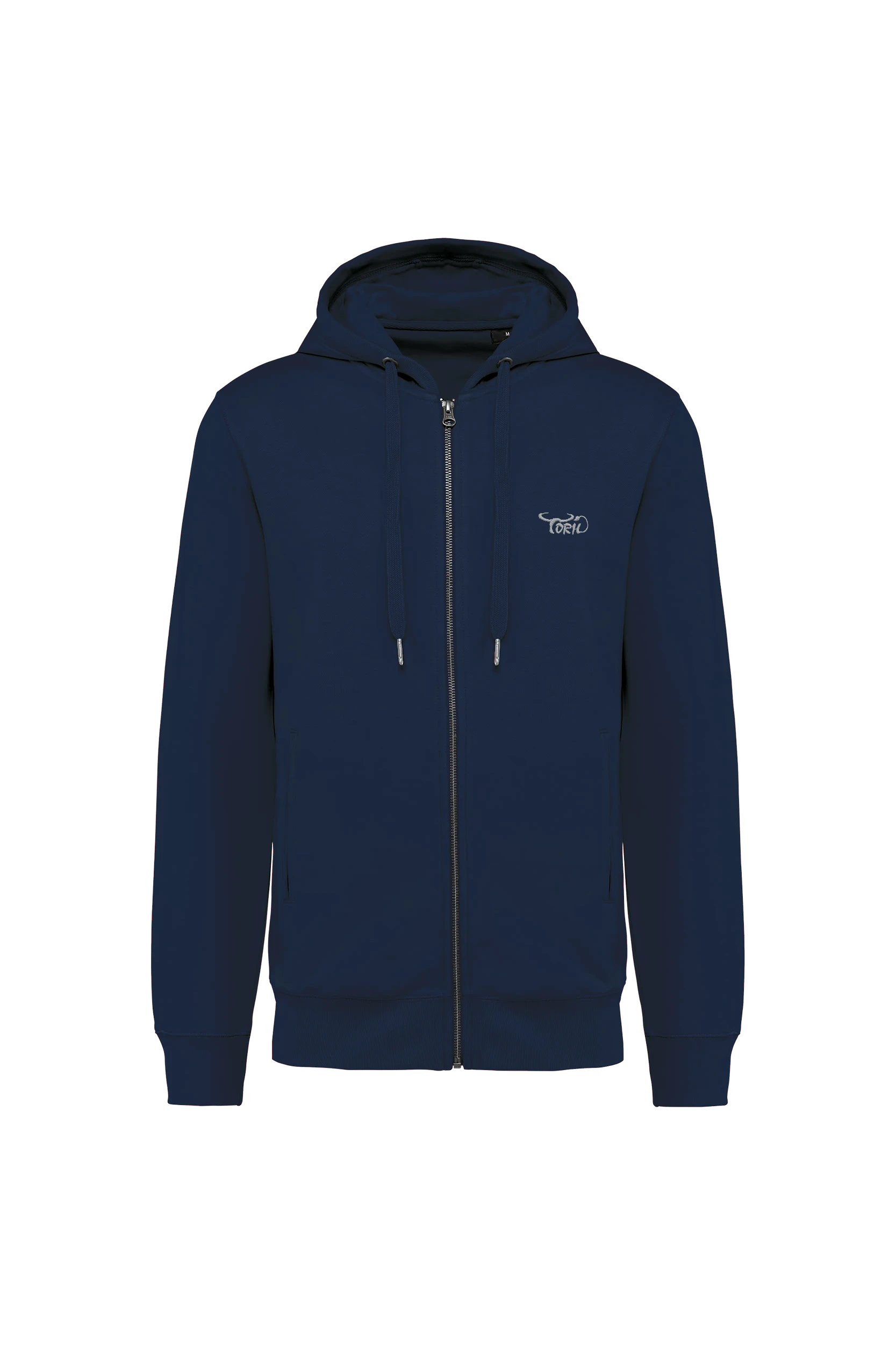 Sweat-shirt french terry zippé à capuche unisexe marine