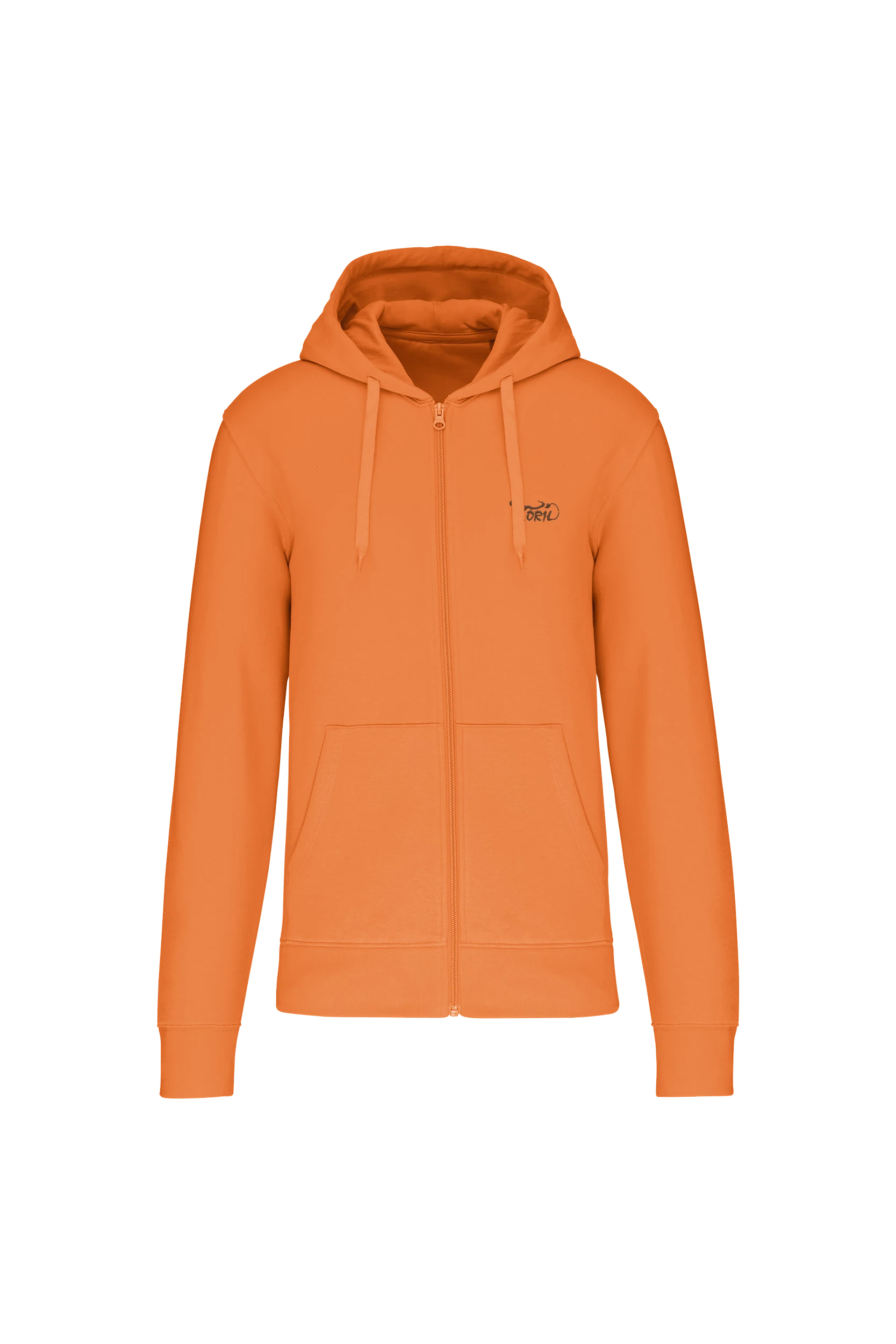 Sweat-shirt écoresponsable zippé à capuche orange clair