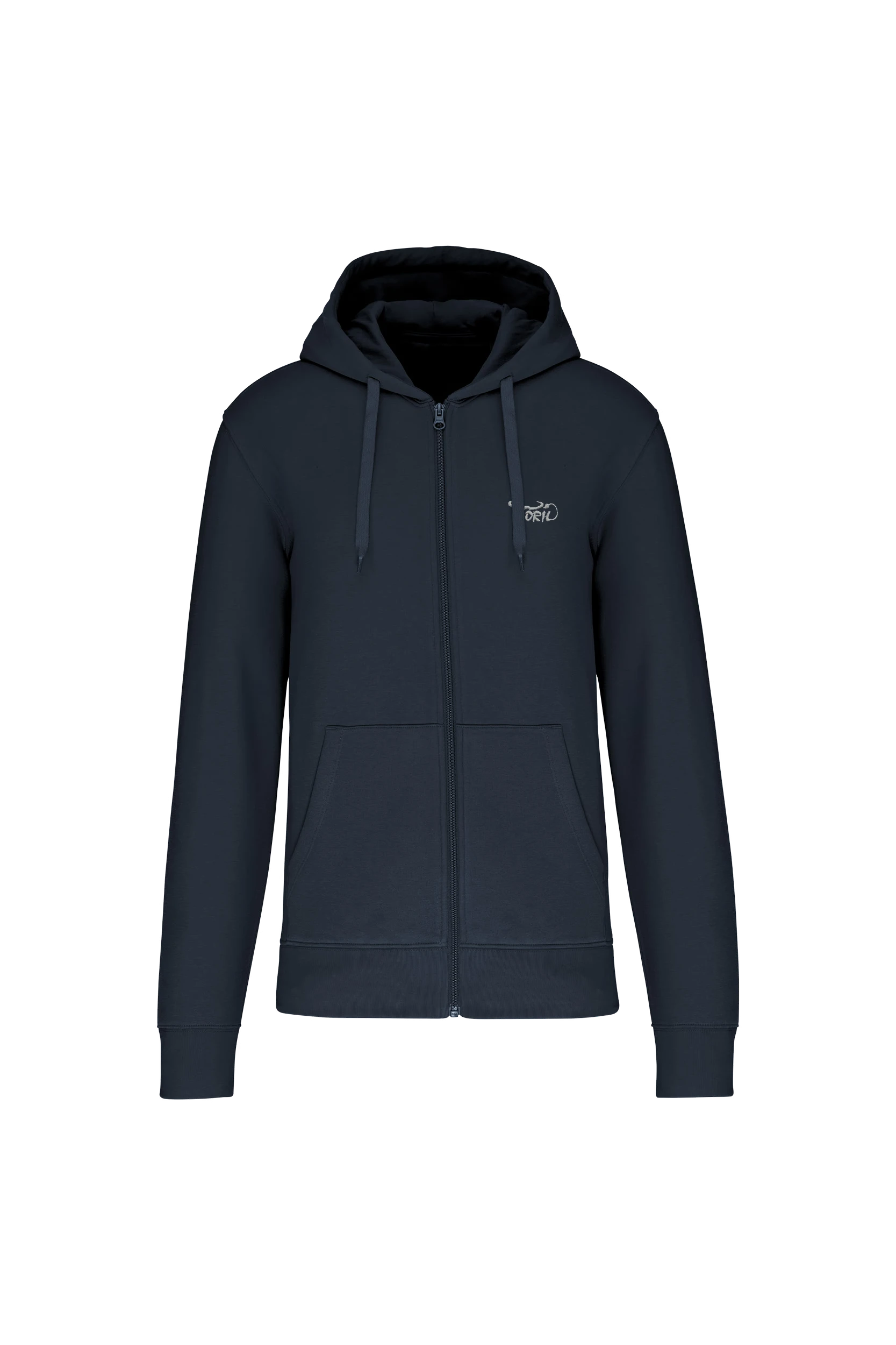 Sweat-shirt écoresponsable zippé à capuche marine