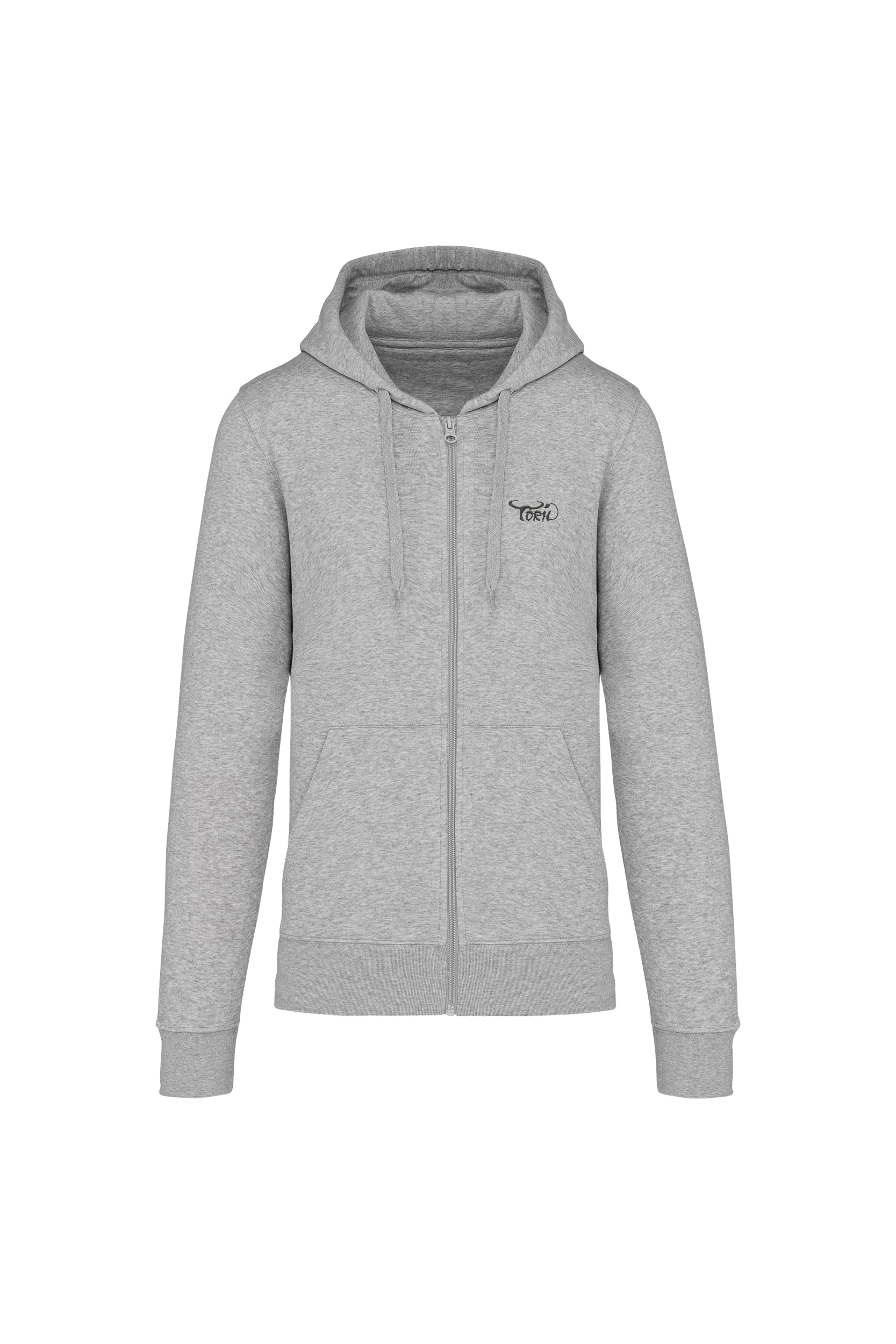 Sweat-shirt écoresponsable zippé à capuche gris