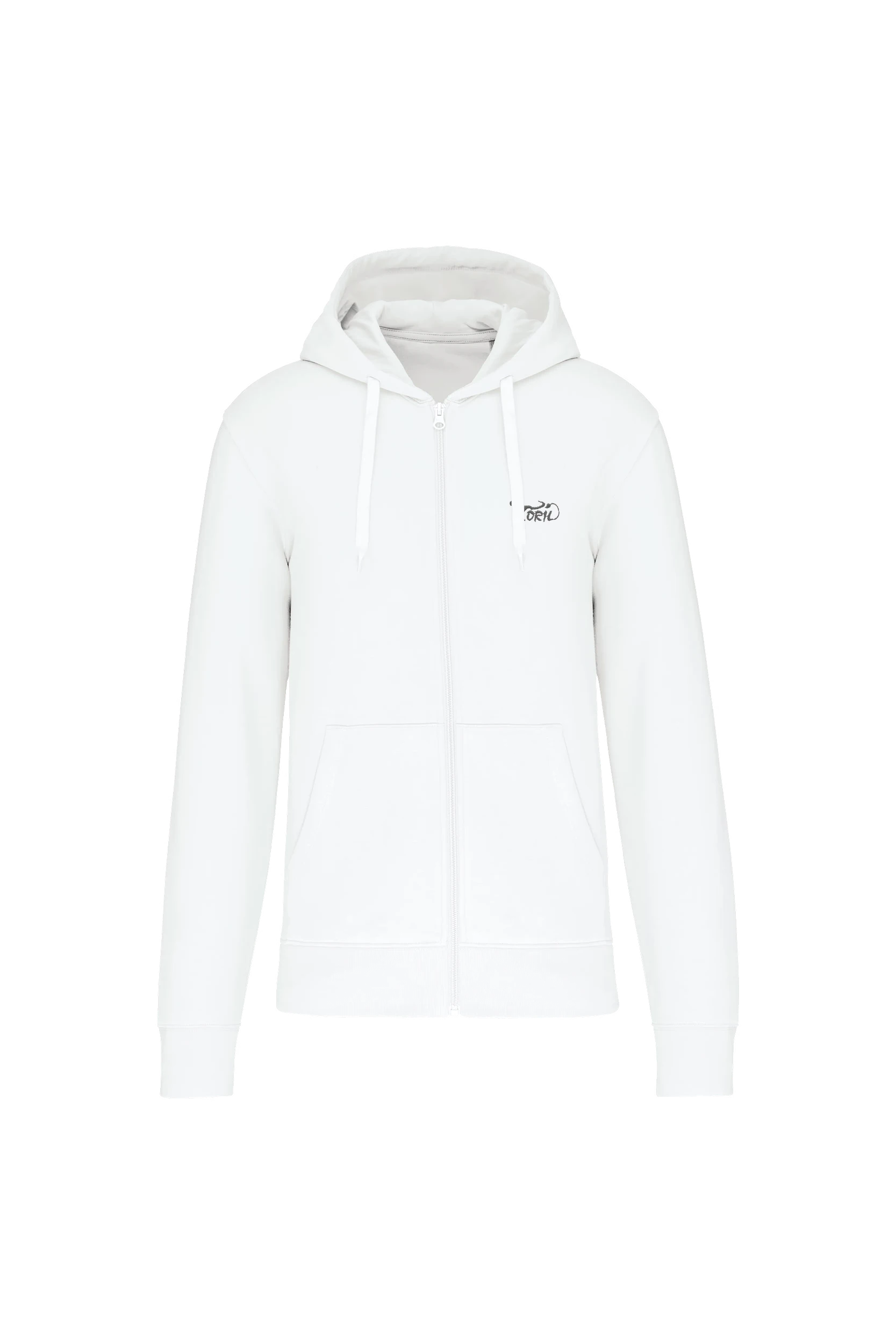 Sweat-shirt écoresponsable zippé à capuche blanc