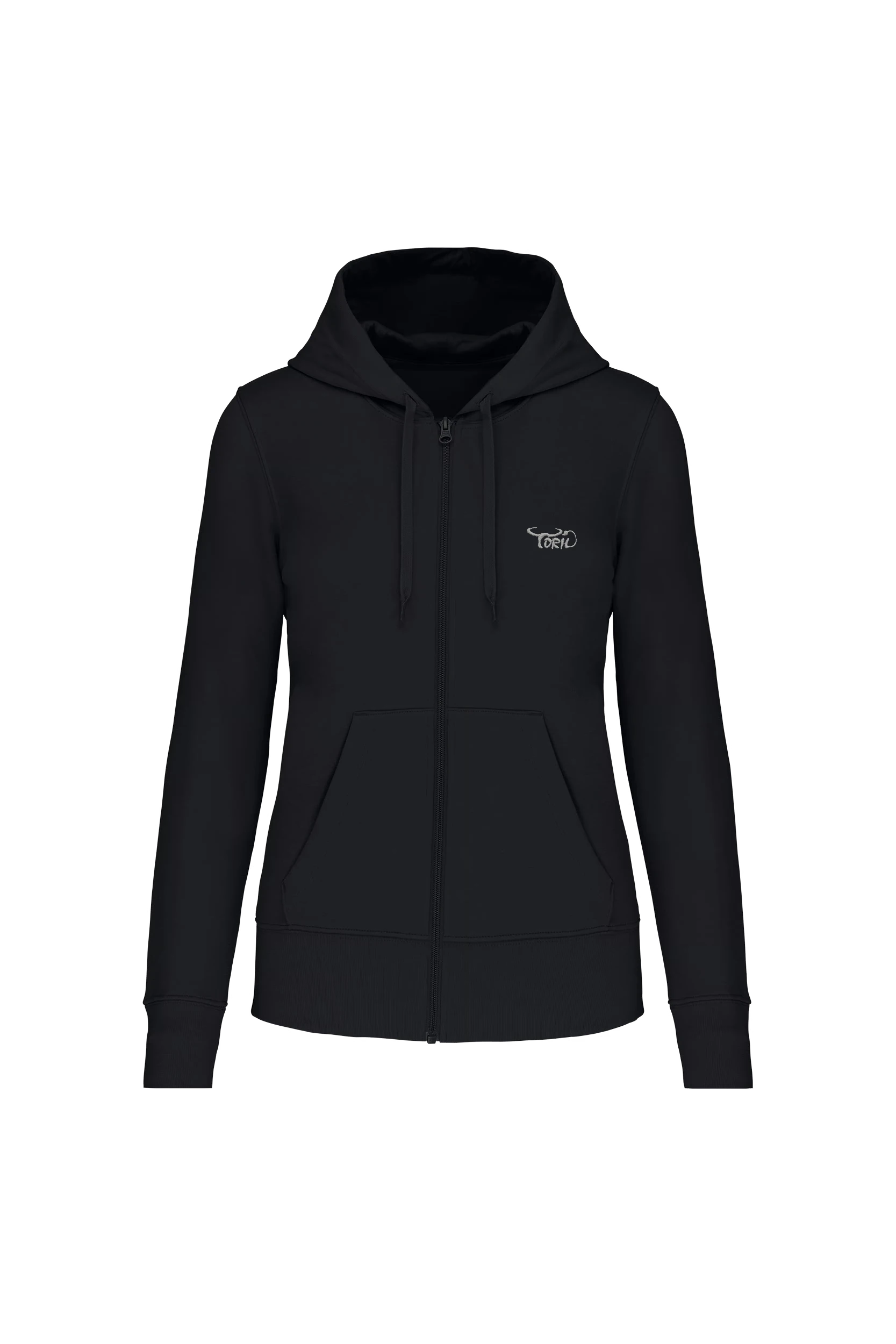 Sweat-shirt écoresponsable zippé à capuche noir