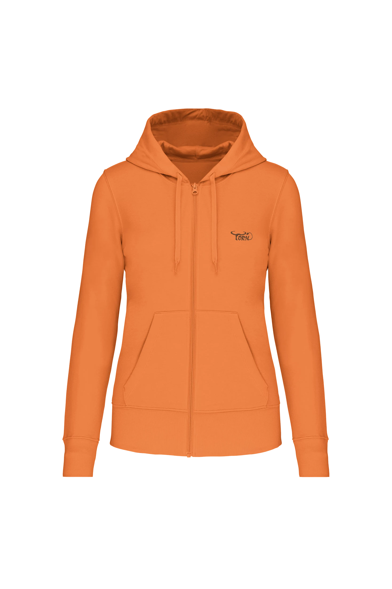 Sweat-shirt écoresponsable zippé à capuche orange clair