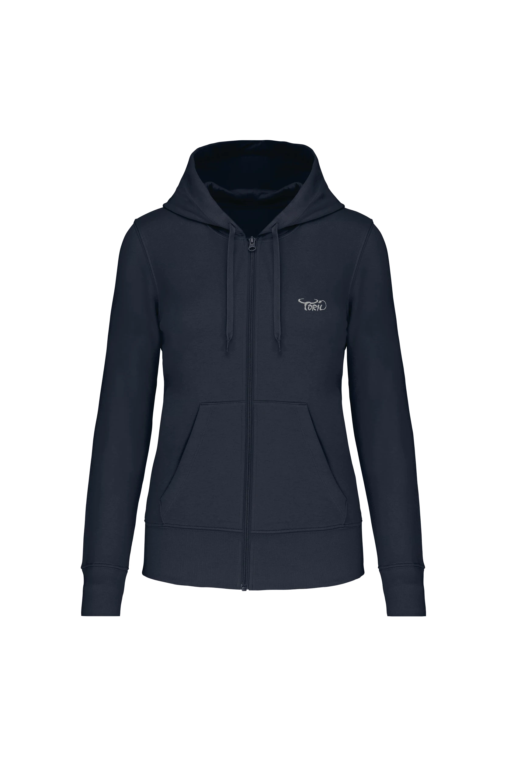 Sweat-shirt écoresponsable zippé à capuche marine