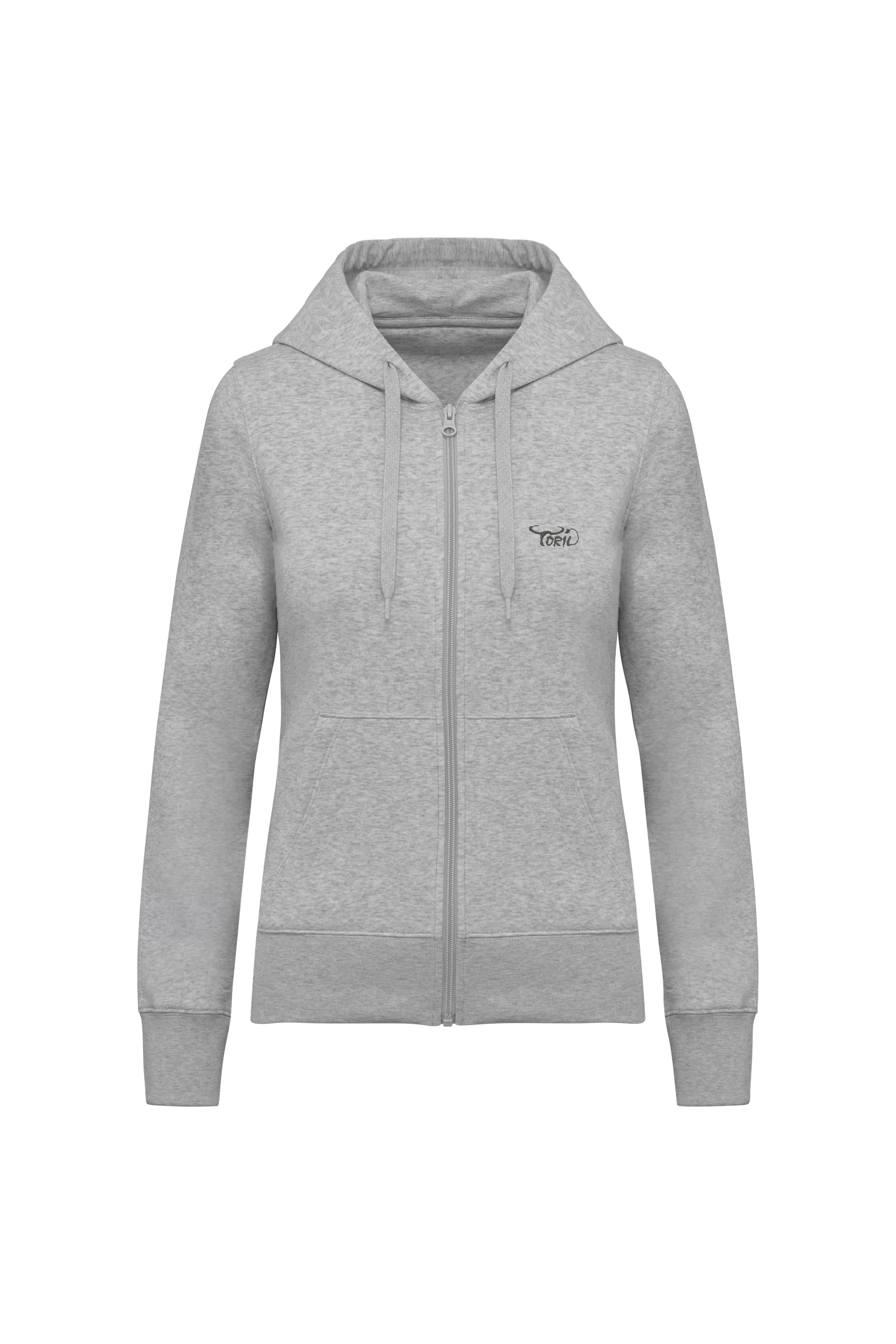 Sweat-shirt écoresponsable zippé à capuche gris
