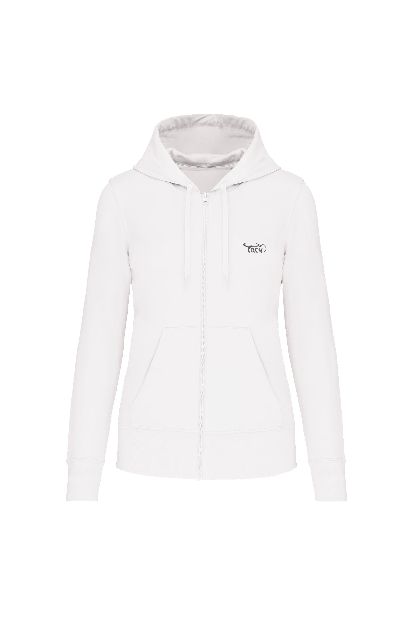 Sweat-shirt écoresponsable zippé à capuche blanc