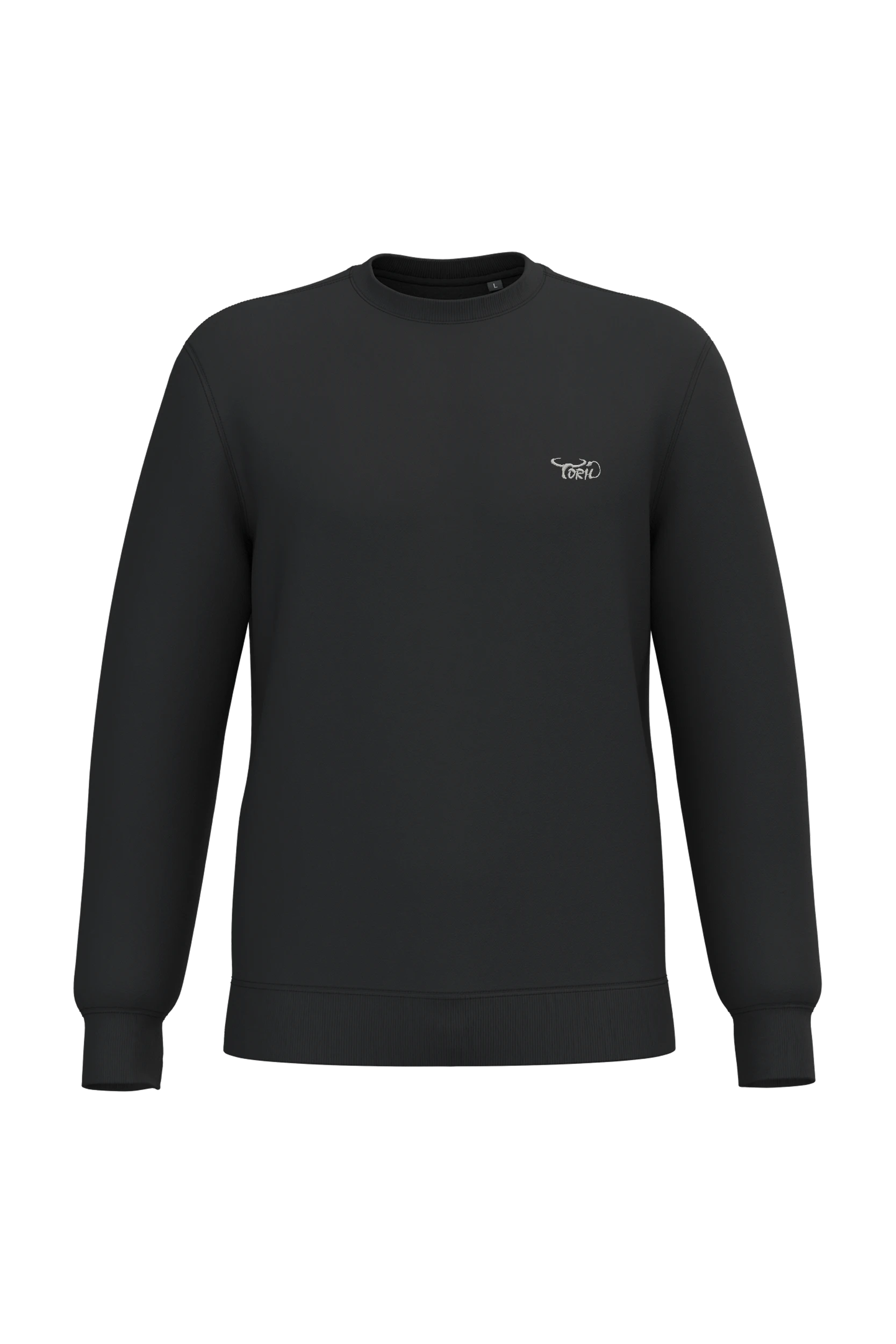 Sweat-shirt recyclé col rond unisexe noir