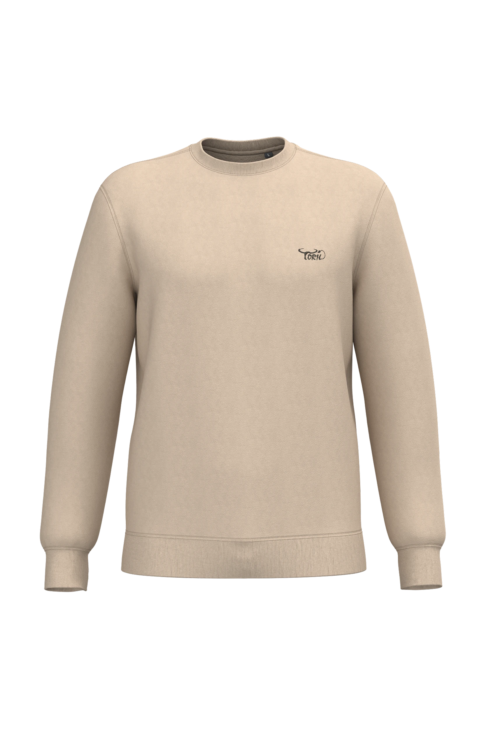 Sweat-shirt recyclé col rond unisexe sable