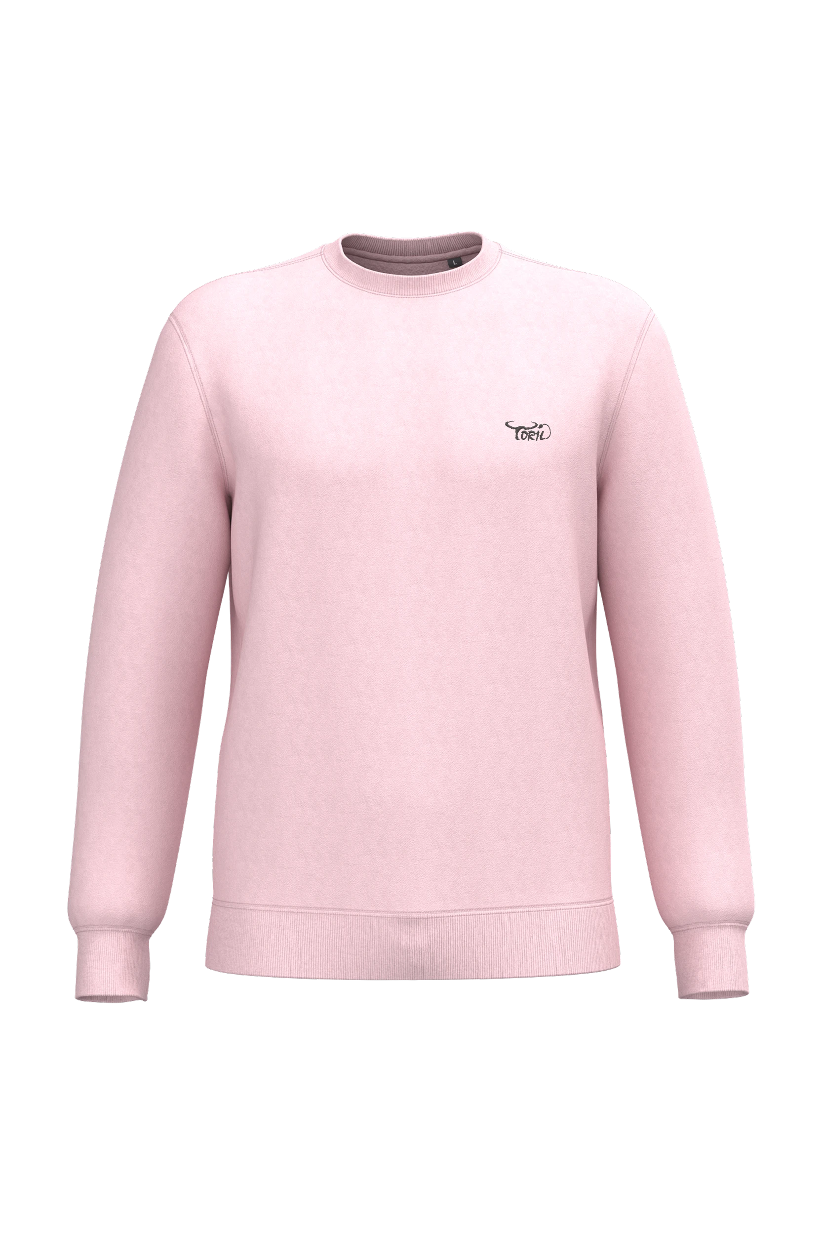 Sweat-shirt recyclé col rond unisexe rose pâle