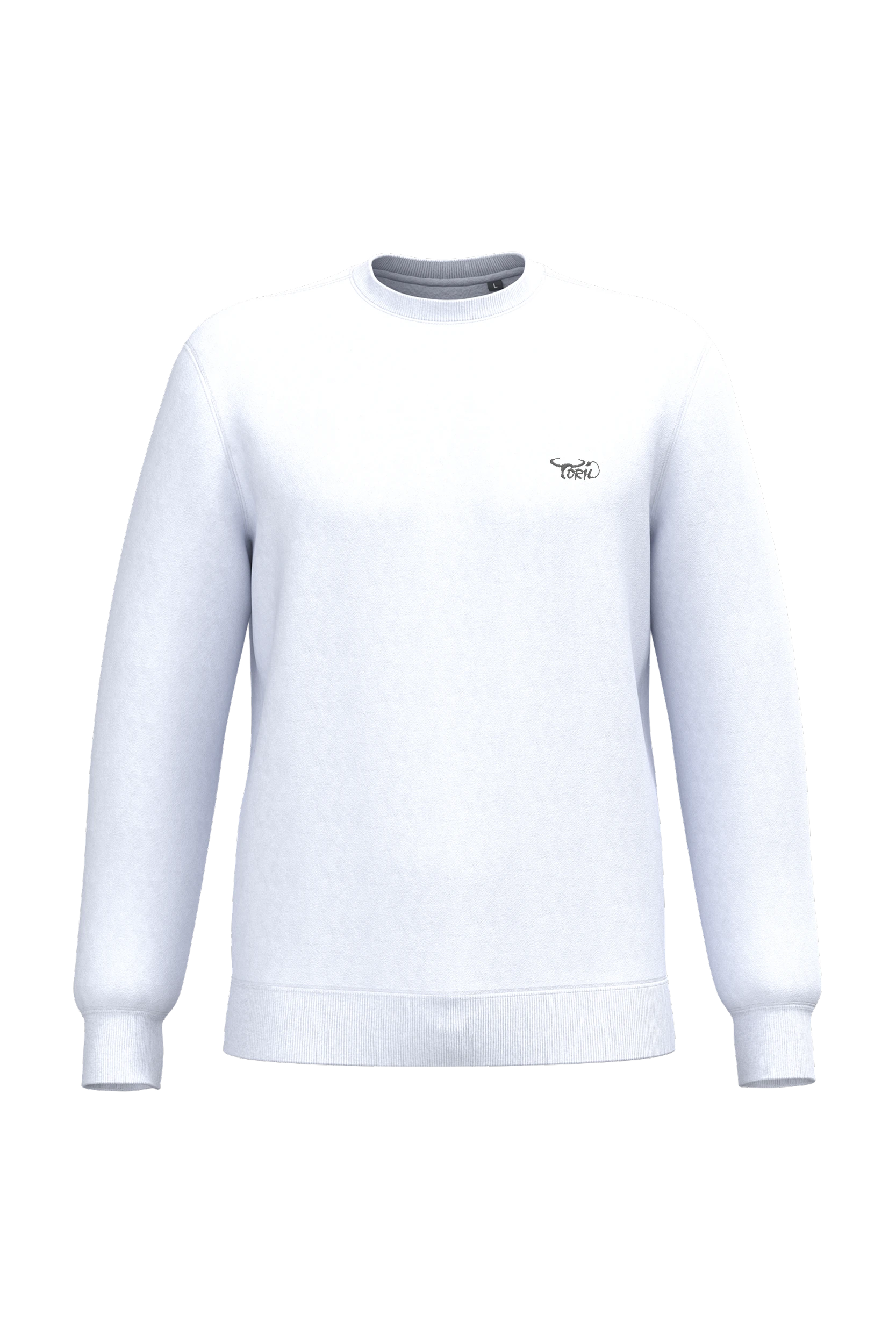 Sweat-shirt recyclé col rond unisexe blanc