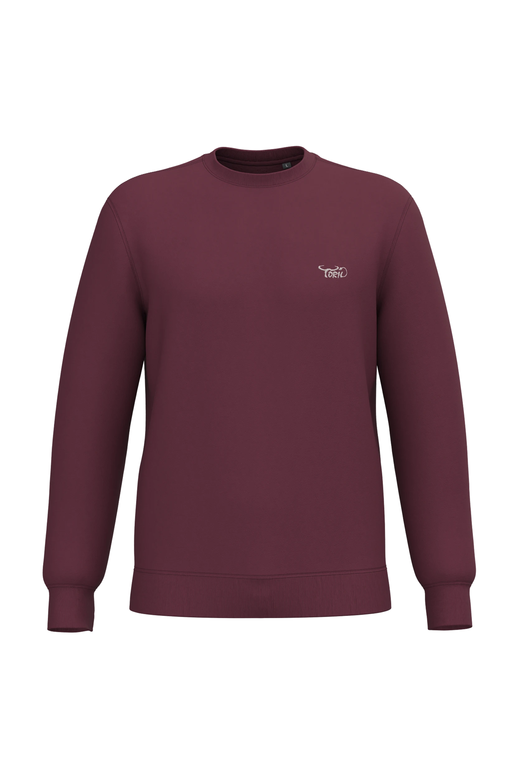 Sweat-shirt recyclé col rond unisexe bordeaux