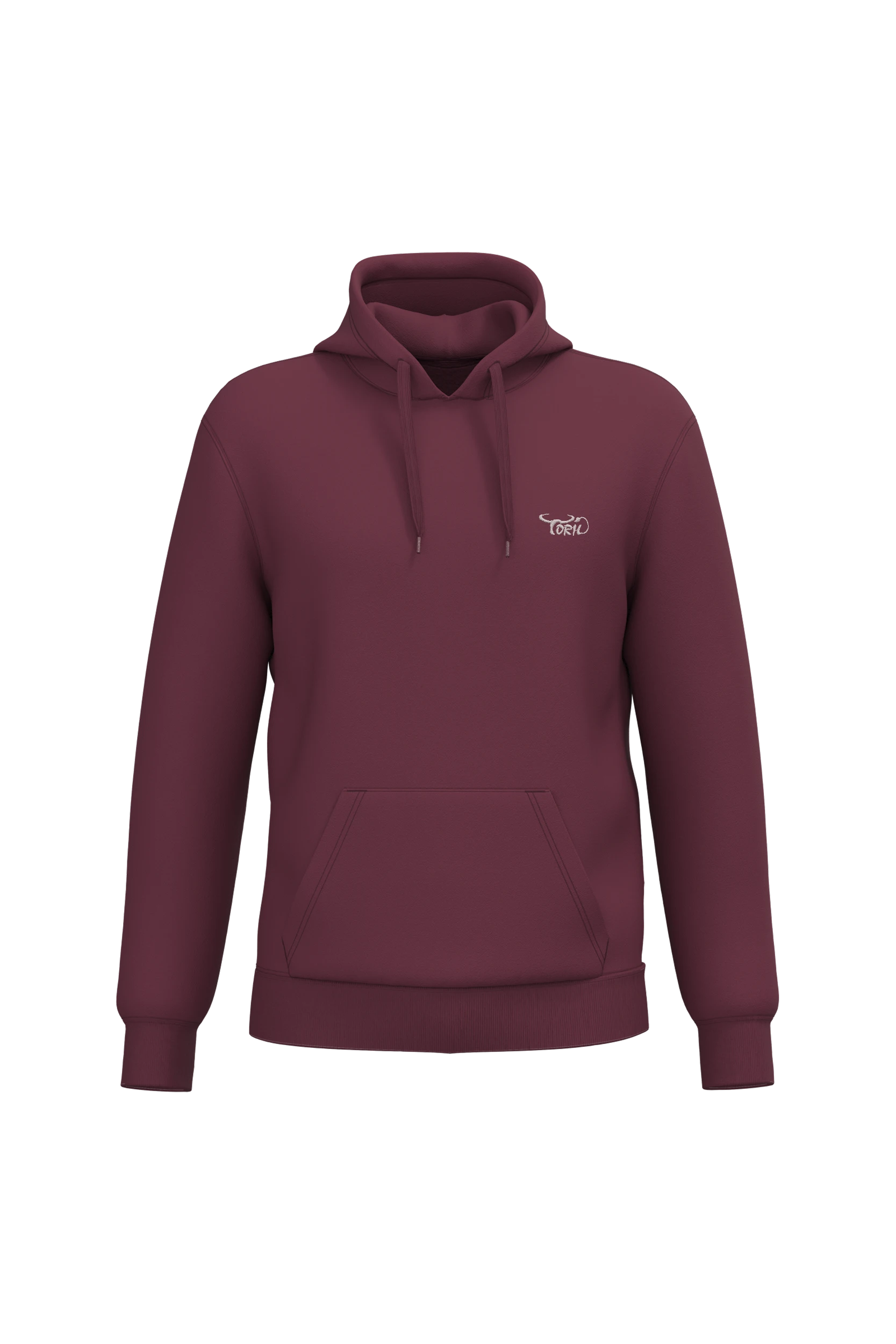 Sweat-shirt recyclé à capuche unisexe bordeaux