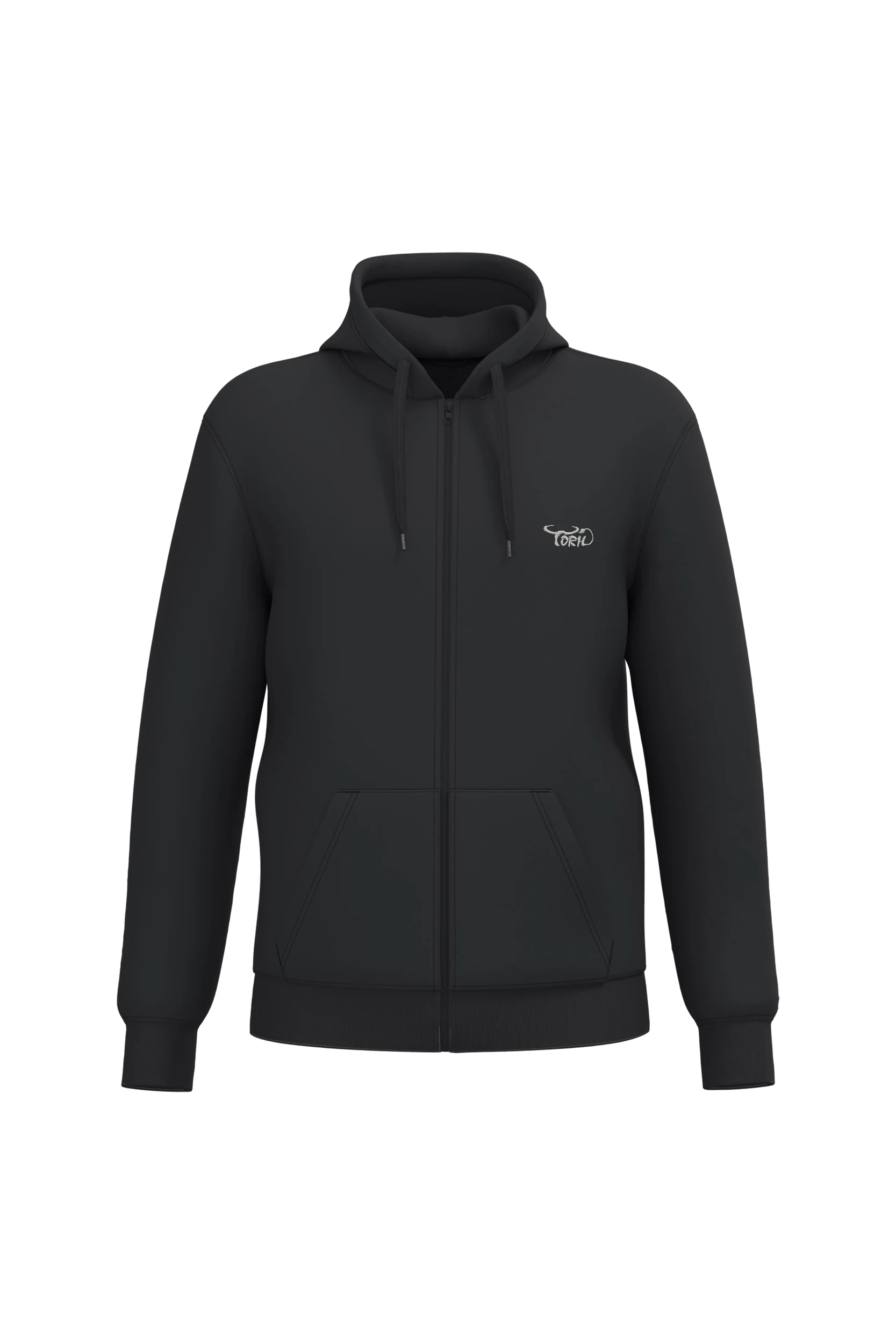 Sweat-shirt recyclé zippé à capuche unisexe noir