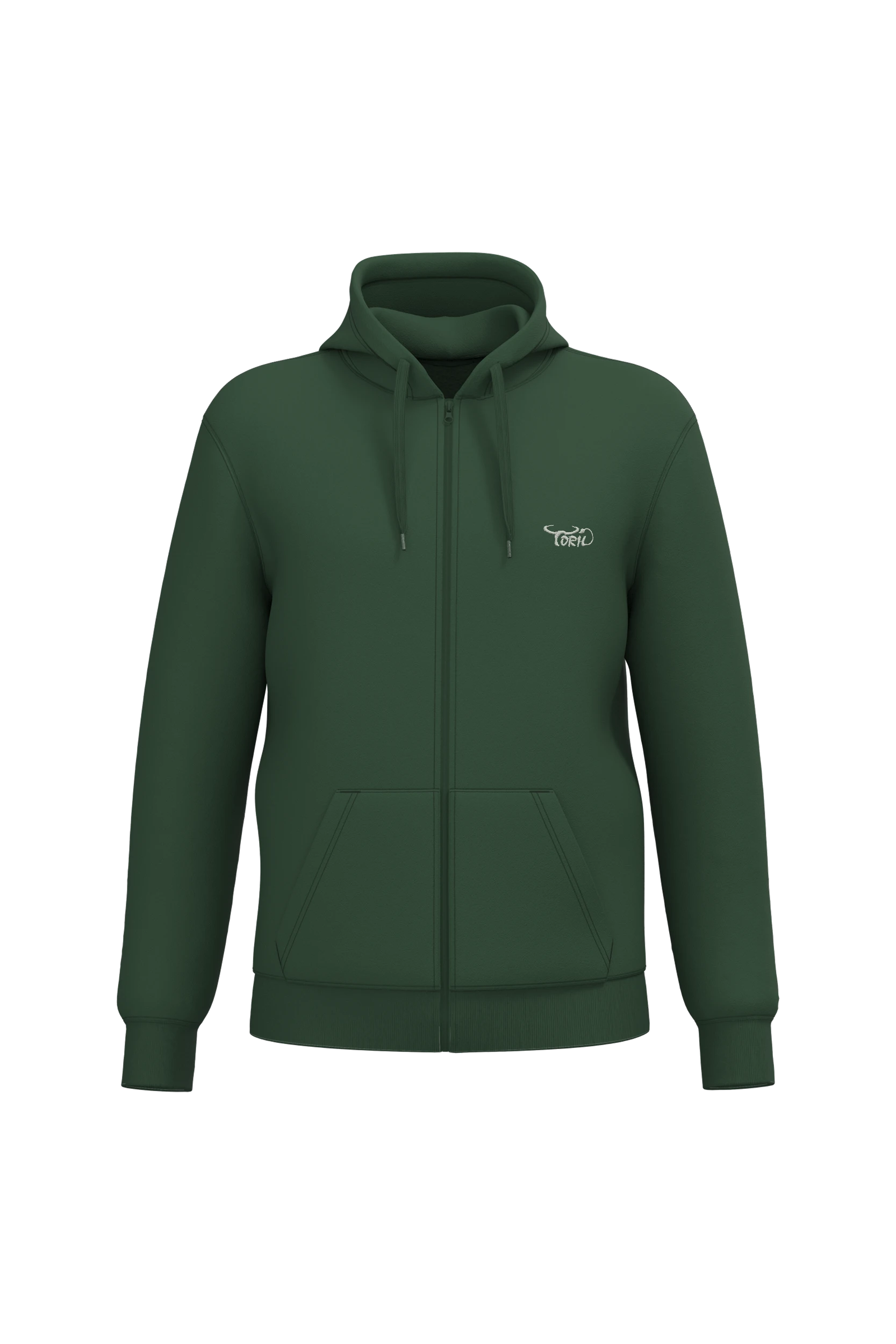 Sweat-shirt recyclé zippé à capuche unisexe vert forêt