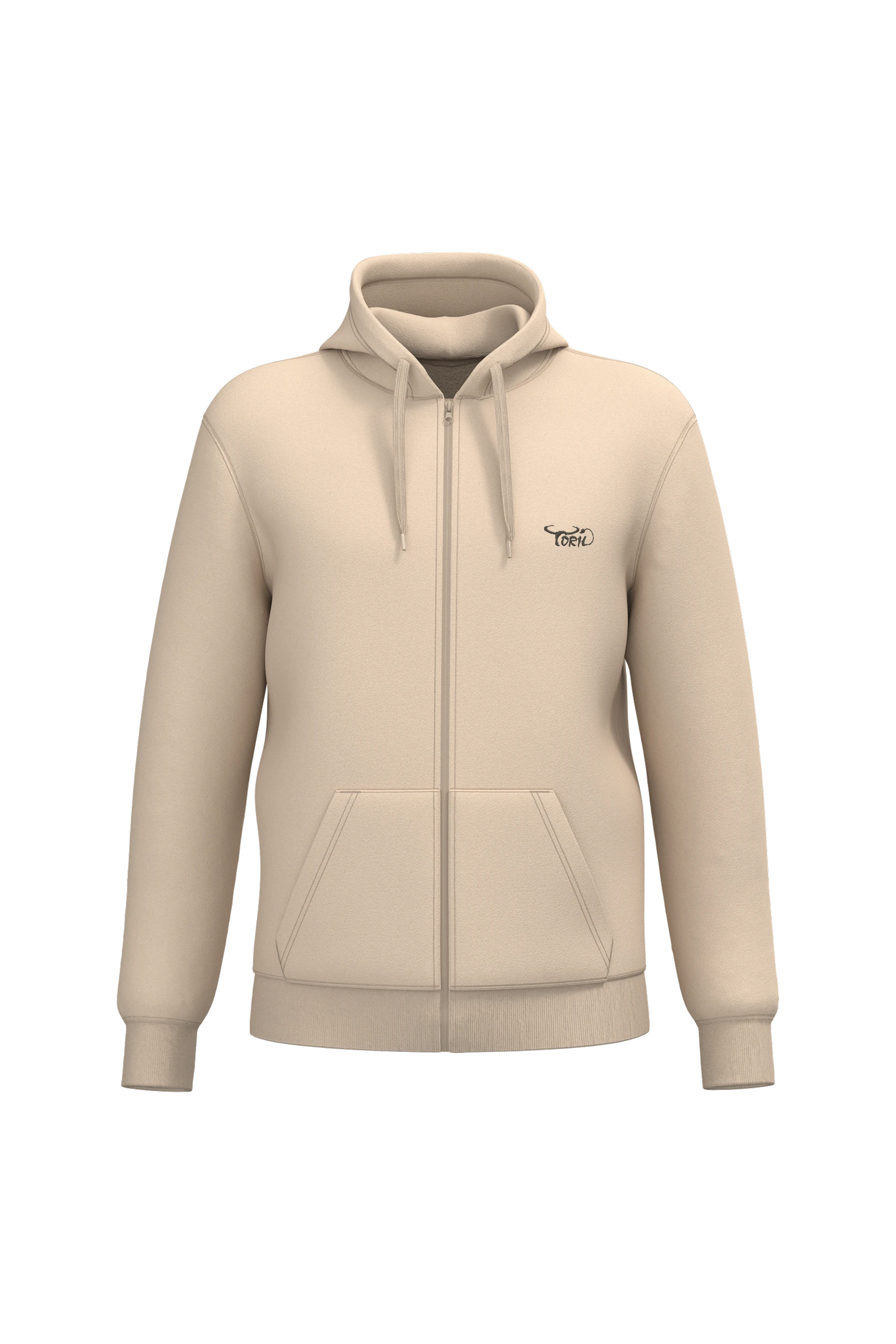 Sweat-shirt recyclé zippé à capuche unisexe sable