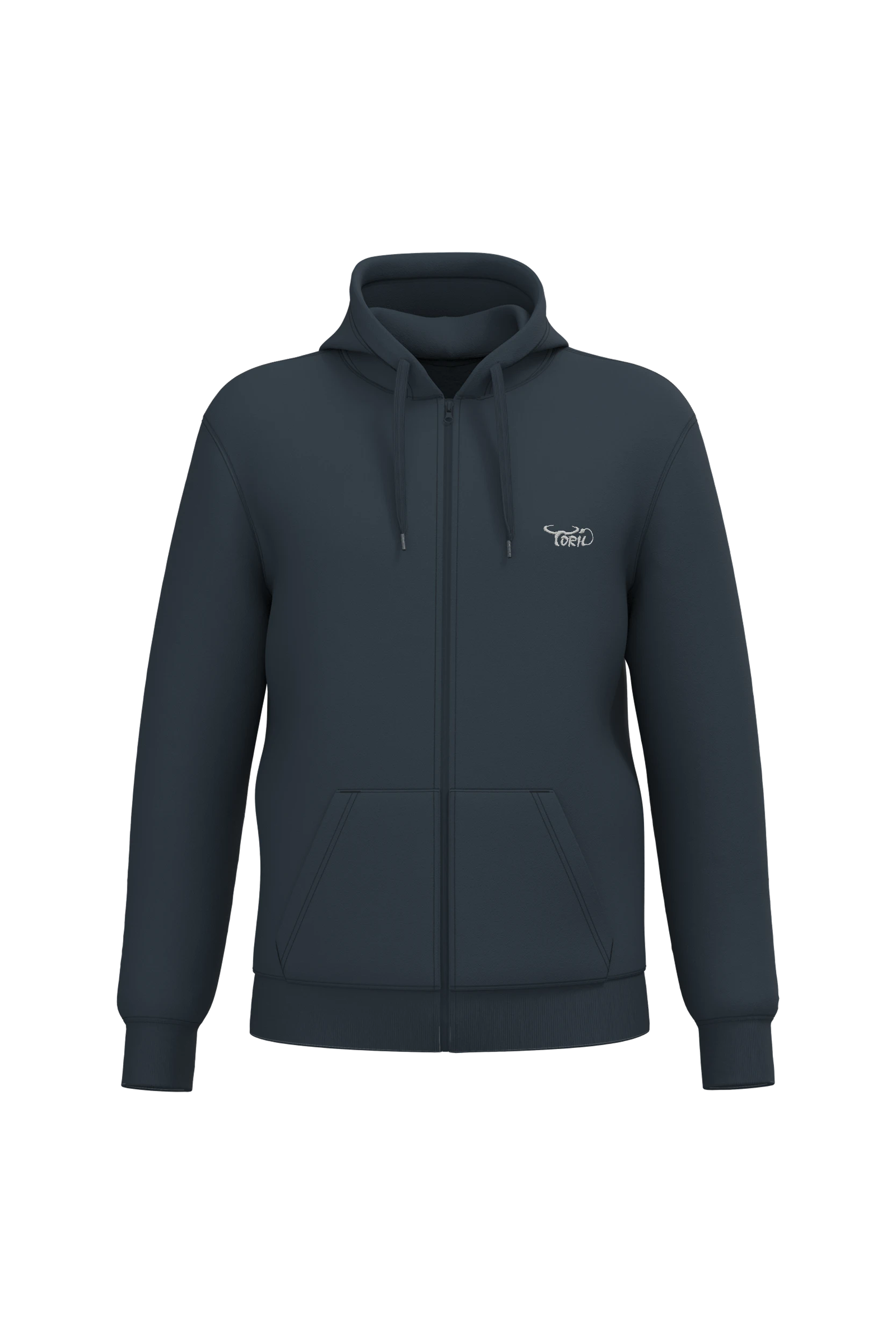 Sweat-shirt recyclé zippé à capuche unisexe marine