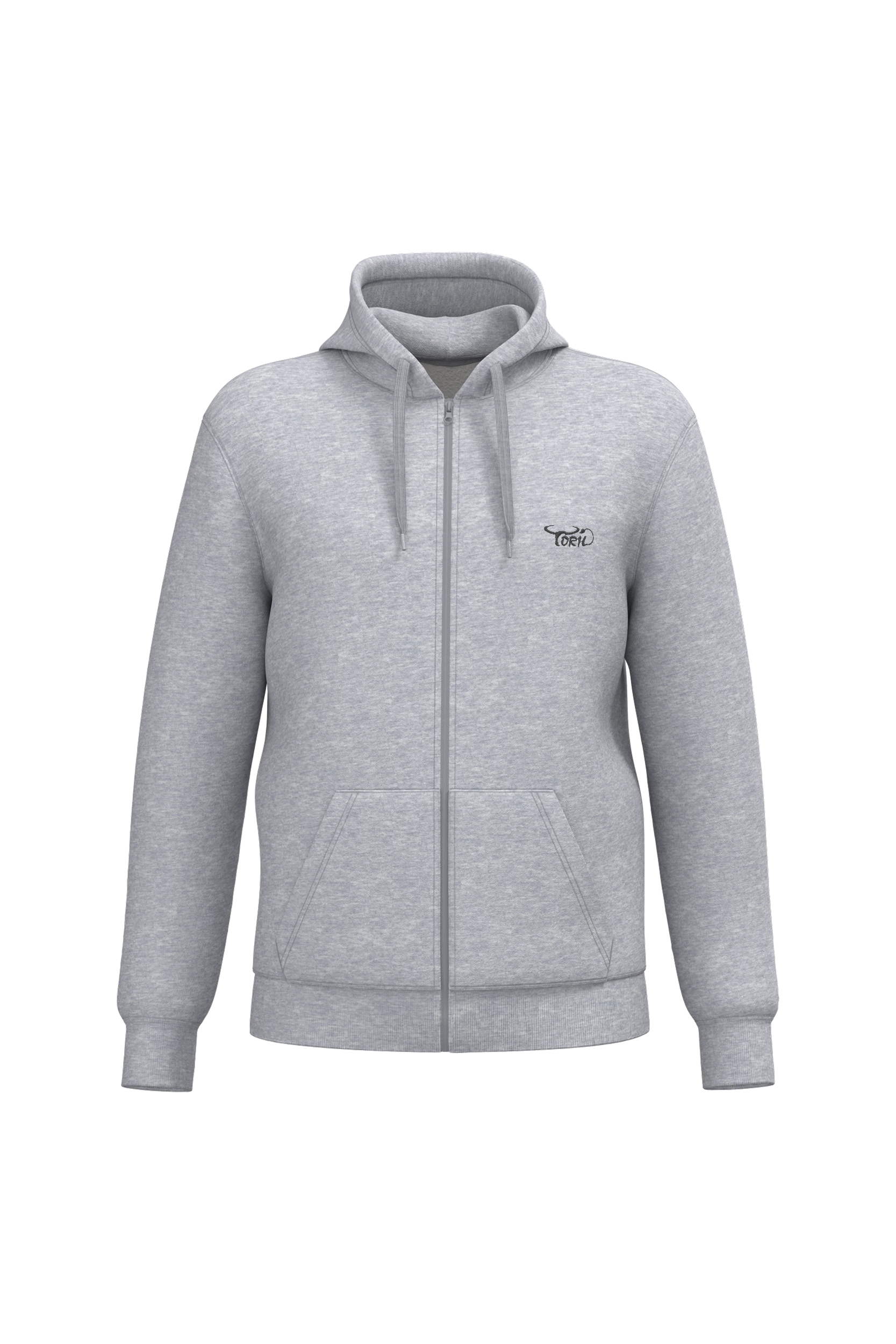 Sweat-shirt recyclé zippé à capuche unisexe gris