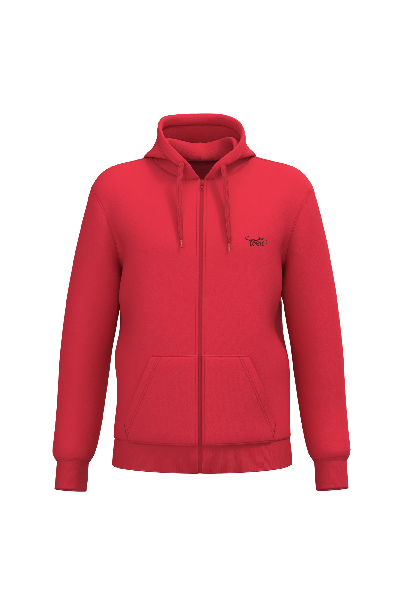 Sweat-shirt recyclé zippé à capuche unisexe rouge