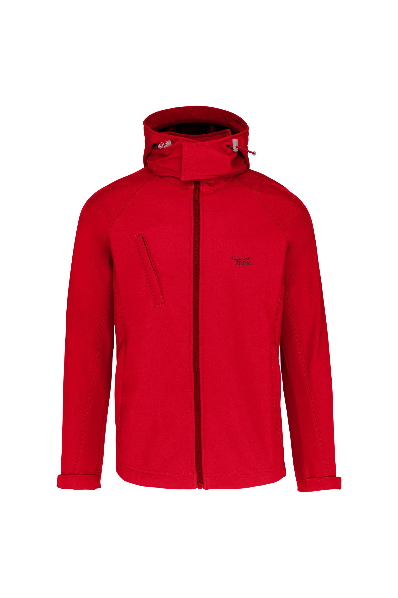 Veste softshell à capuche amovible rouge