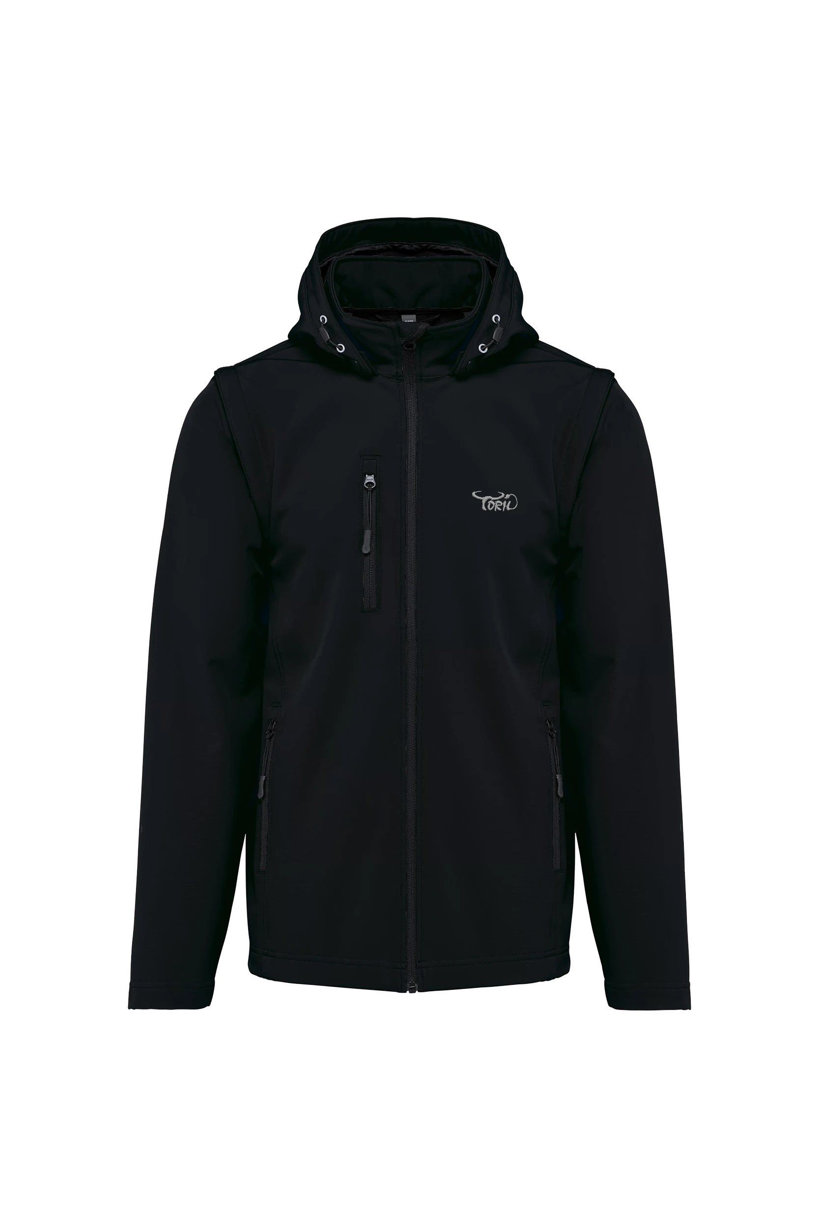 Veste Softshell à capuche avec manches amovibles unisexe noir