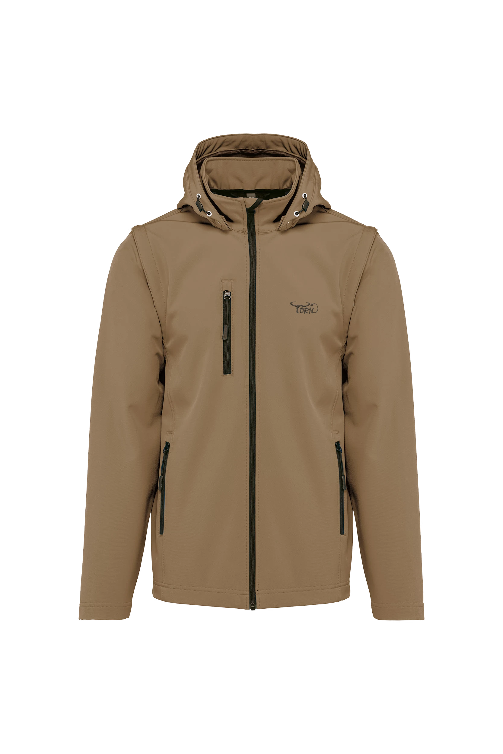 Veste Softshell à capuche avec manches amovibles unisexe camel