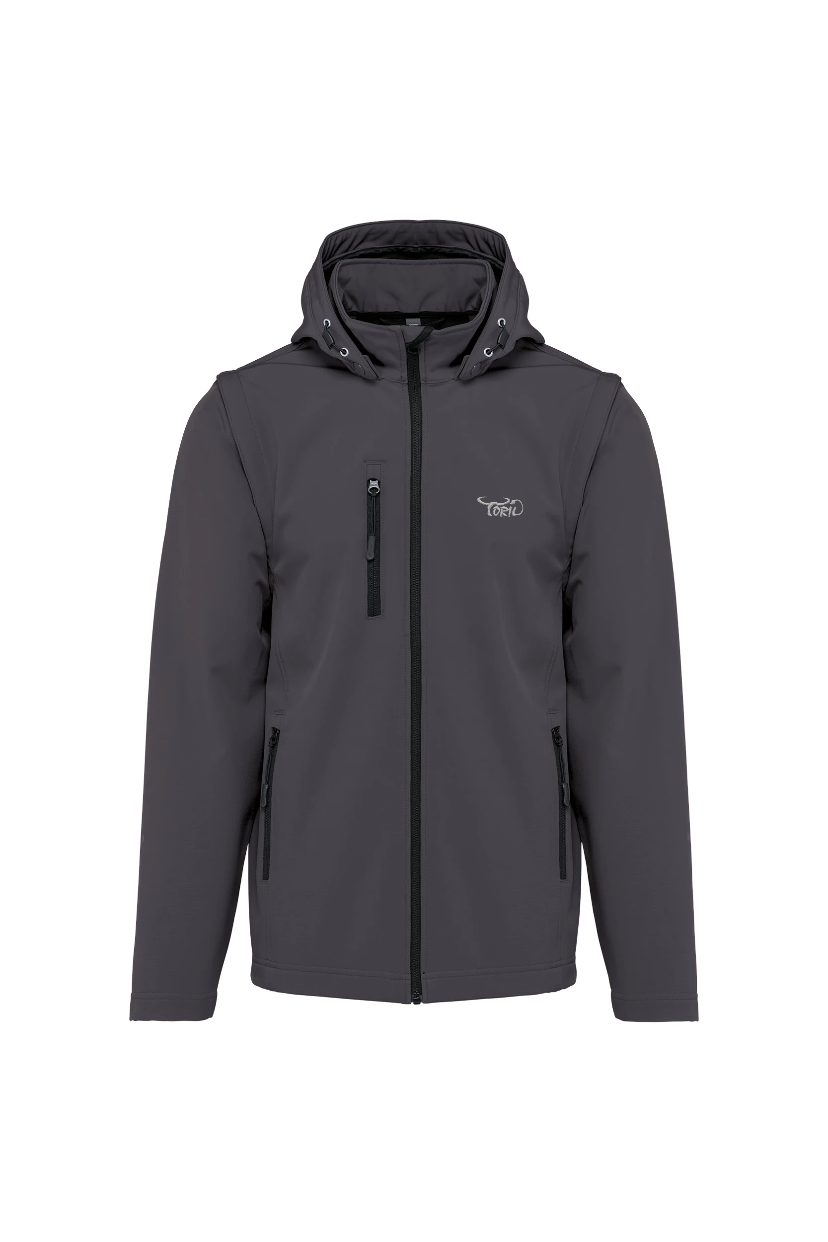 Veste Softshell à capuche avec manches amovibles unisexe titane